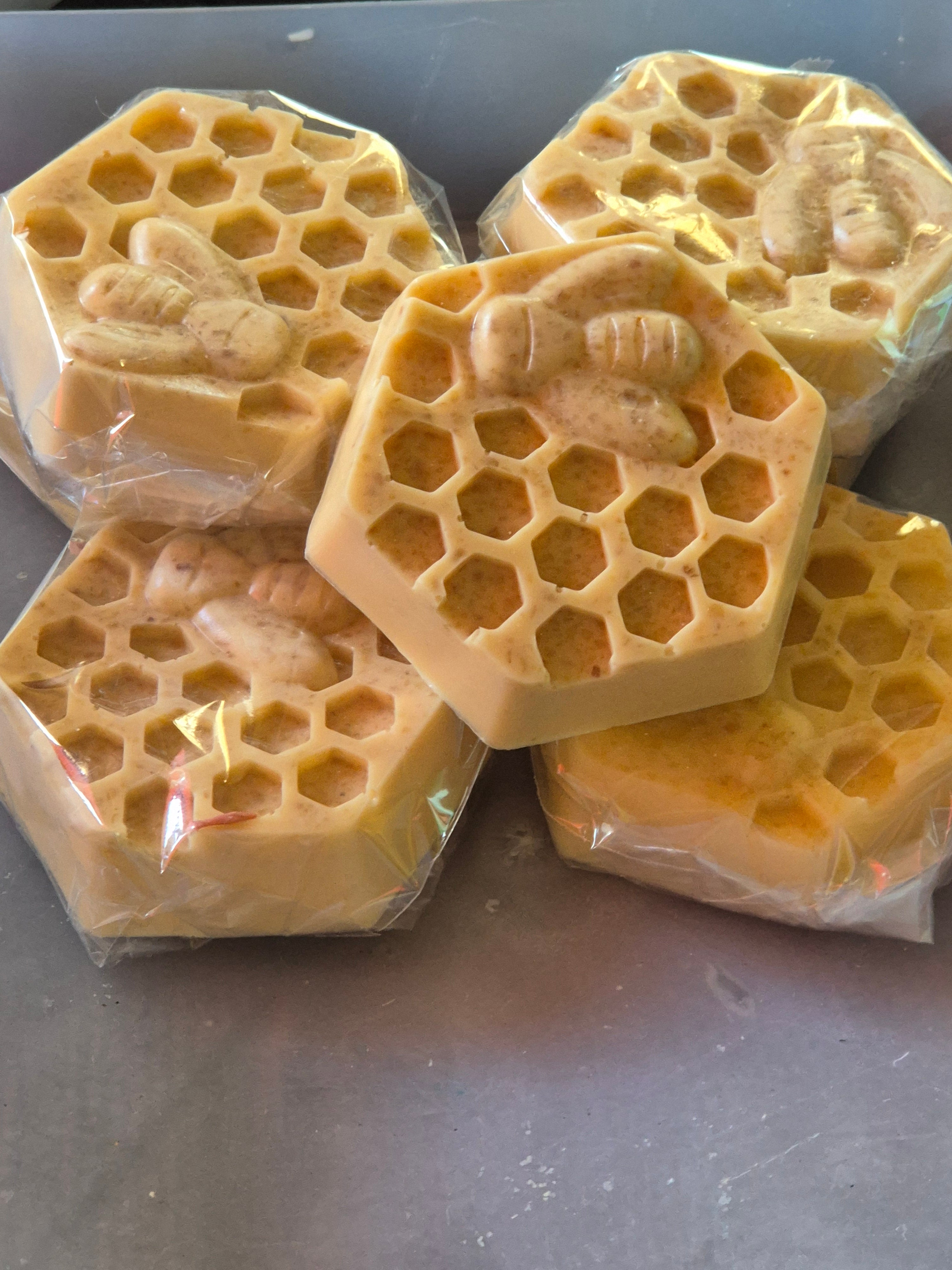 Handmade 3 x Honey Caramel Hive Shaped Soap Bars