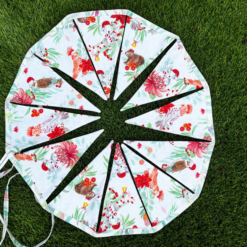 Handmade Australiana Bunting | Christmas | 12 flags | double sided