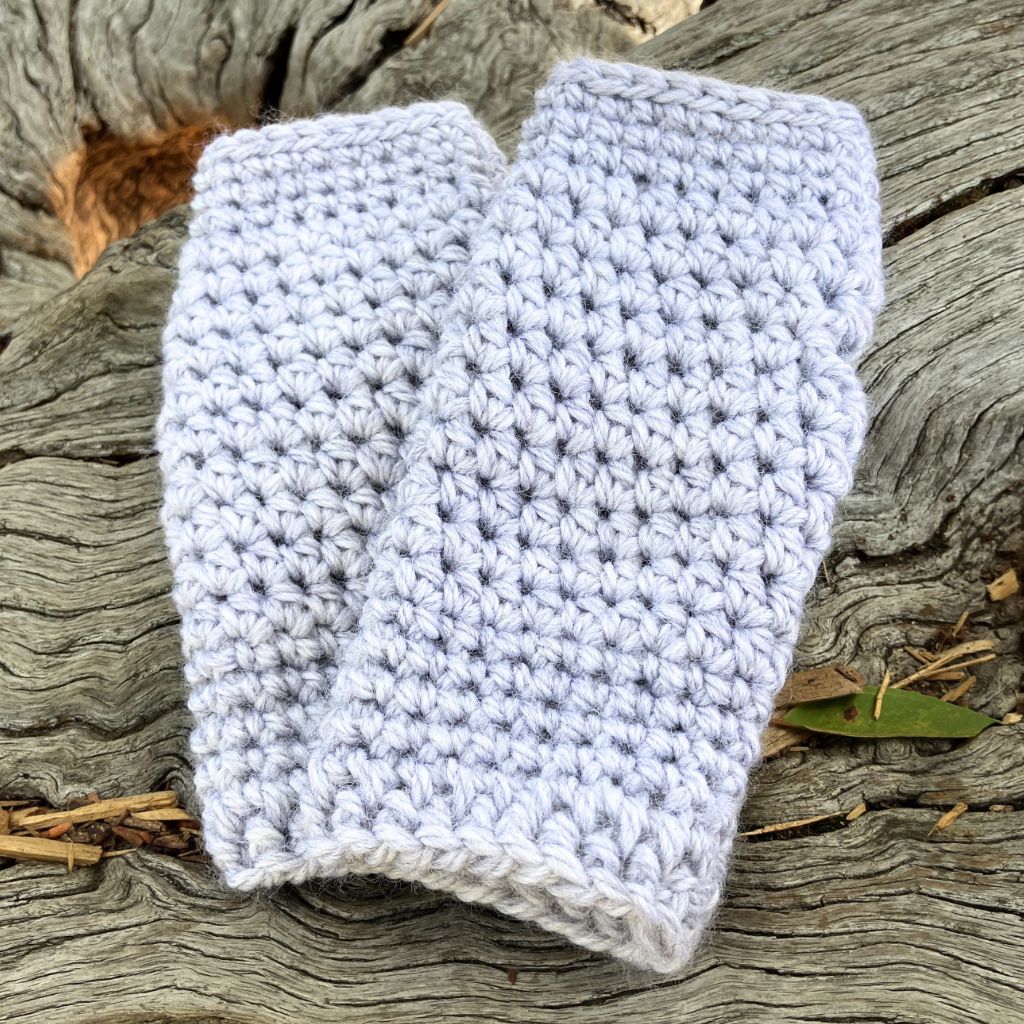 Warm Fingerless Handwarmers - Light Grey | Aussie Merino Mittens