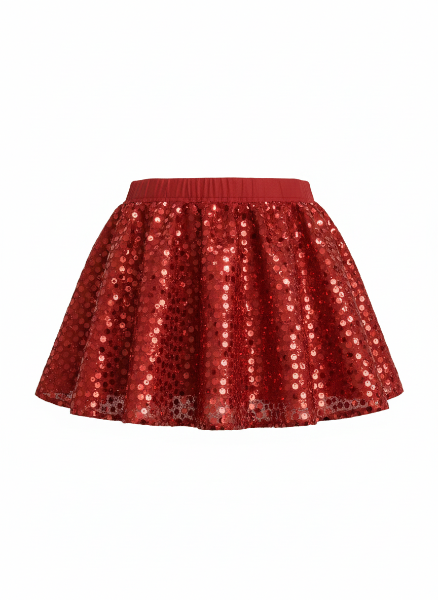 Red sparkle sequin skirt