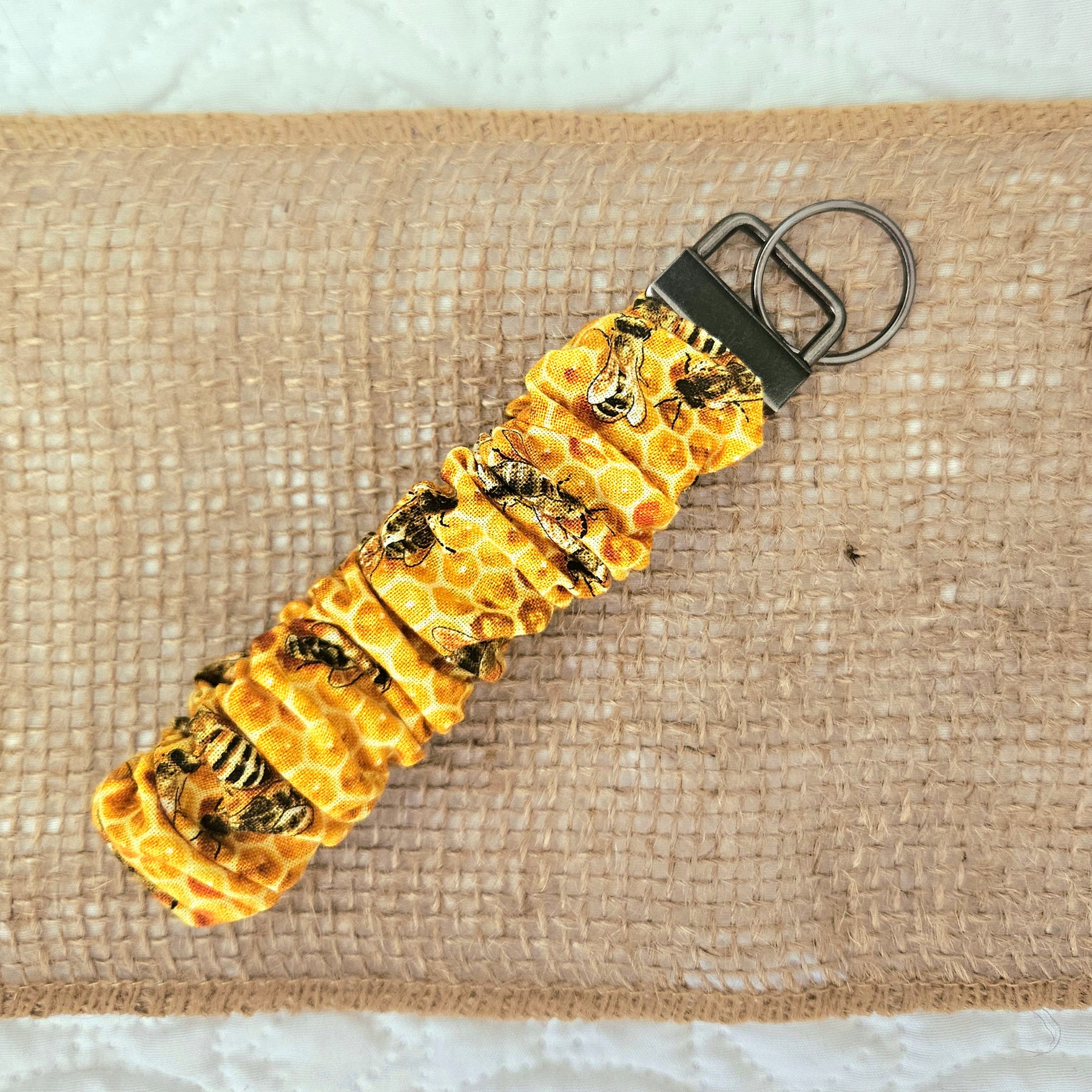 Scrunchie wristlet key fob