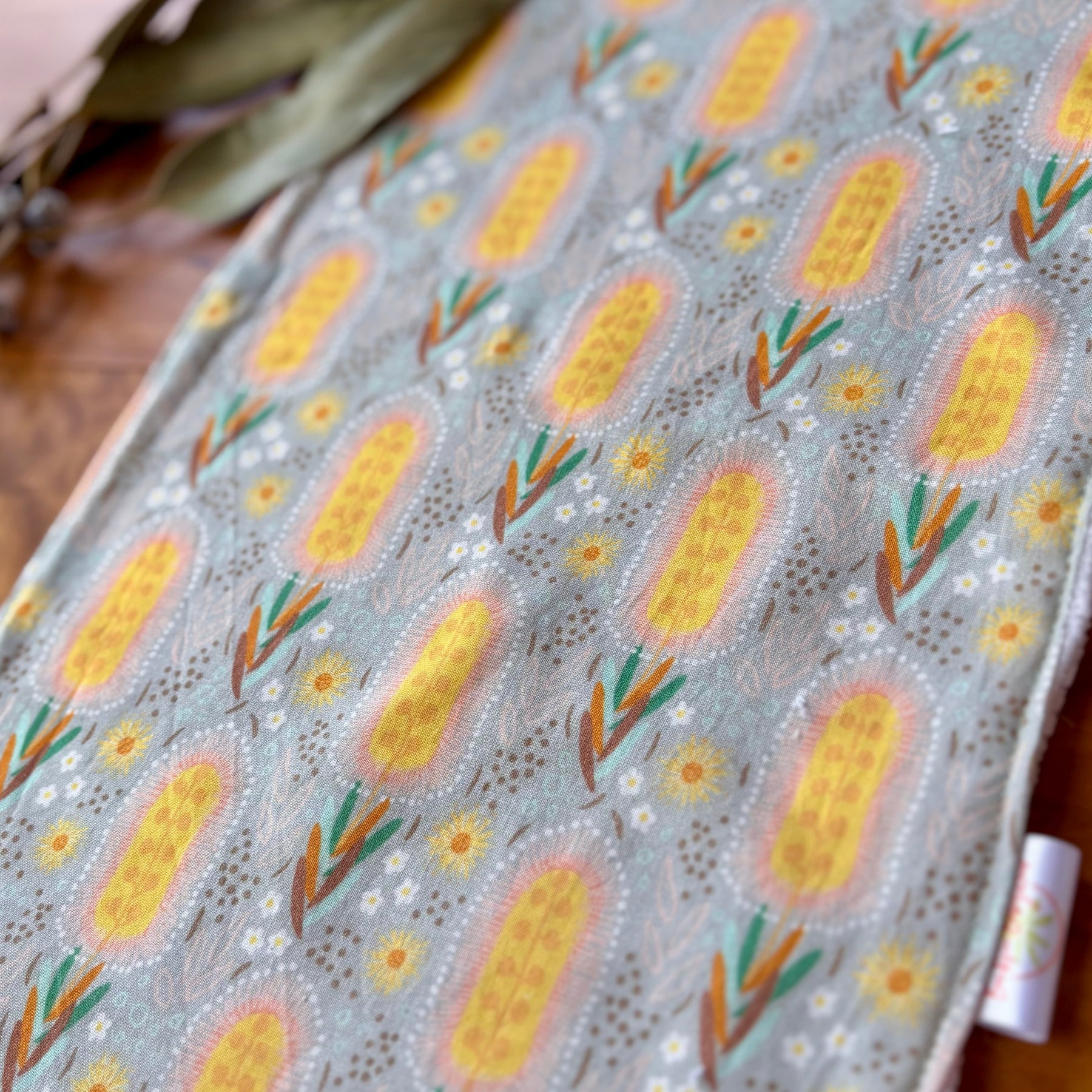 Baby Bib and Burp Cloth Set | Banksias | Ready to ship