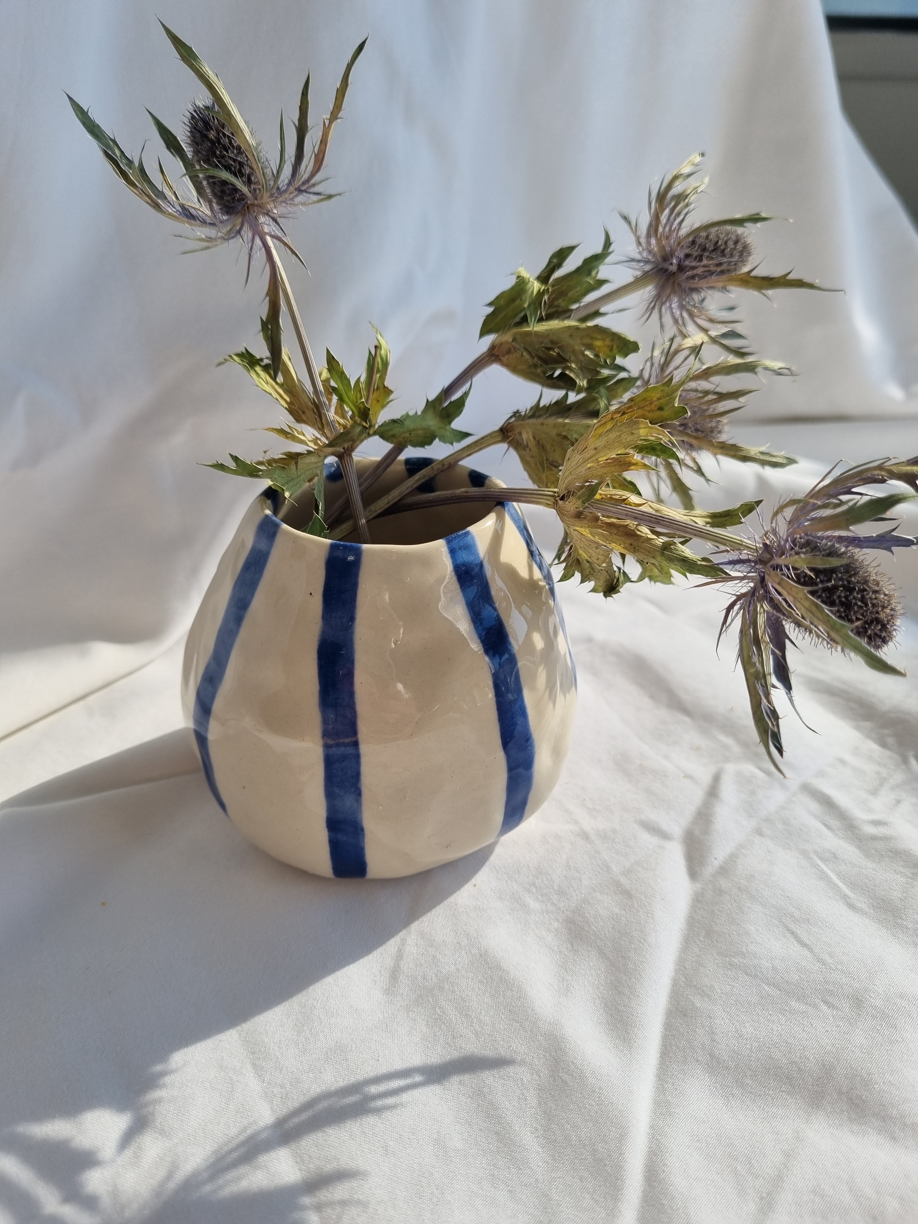Large Coastal Stripe Bud Vase