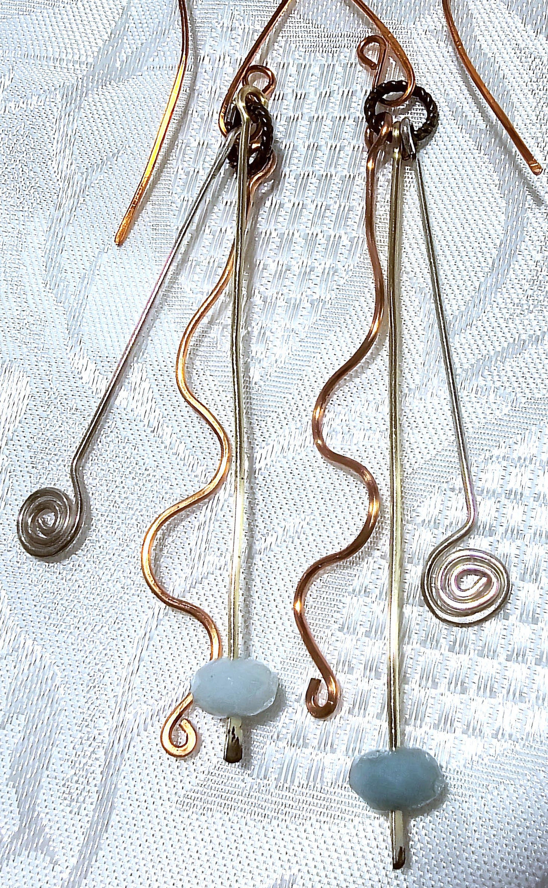 Hand Forged Wirework Earrings using various metals