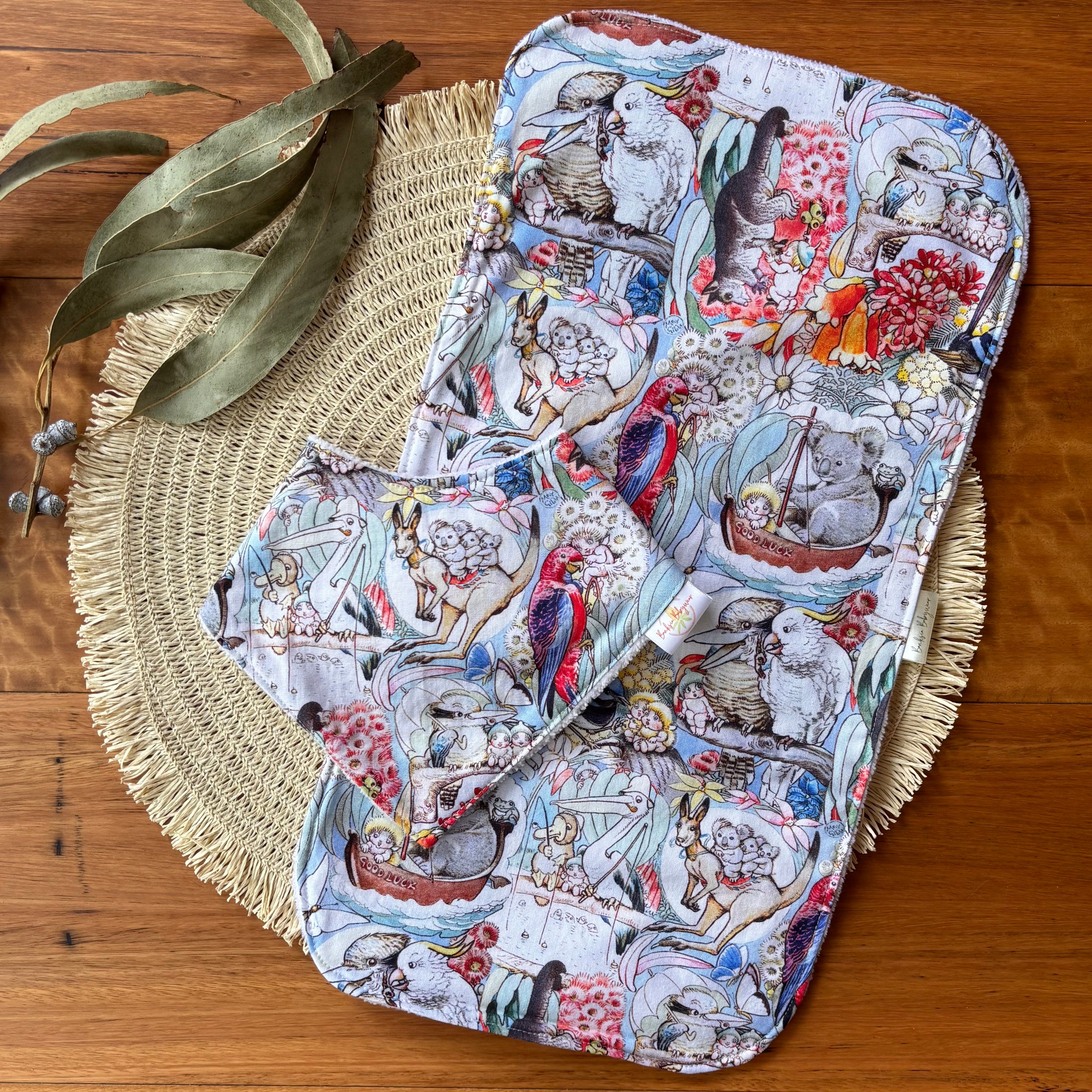 Baby Bib and Burp Cloth Set - Light Blue May Gibbs