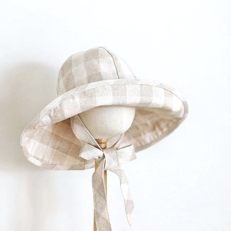 Kids Wide Brim Cotton Summer Sun Hat, Kids Beige Summer Hat