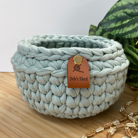 Crochet Basket - Round Bowl - Recycled T-Shirt Yarn