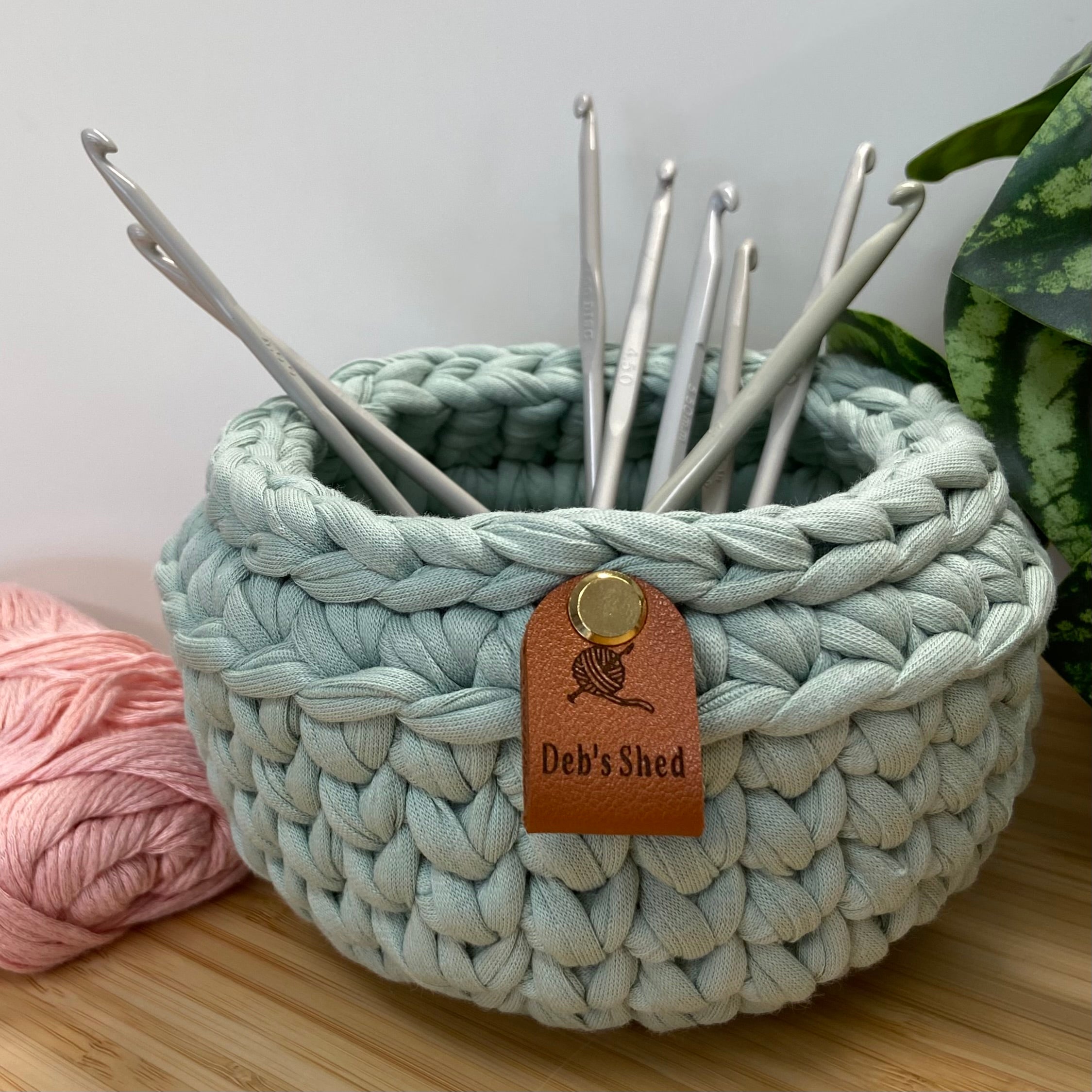 Crochet Basket - Round Bowl - Recycled T-Shirt Yarn