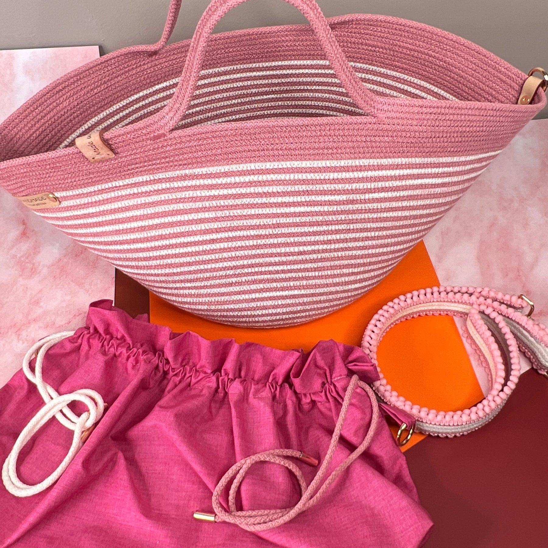 Pink Blossom Rope Handbag