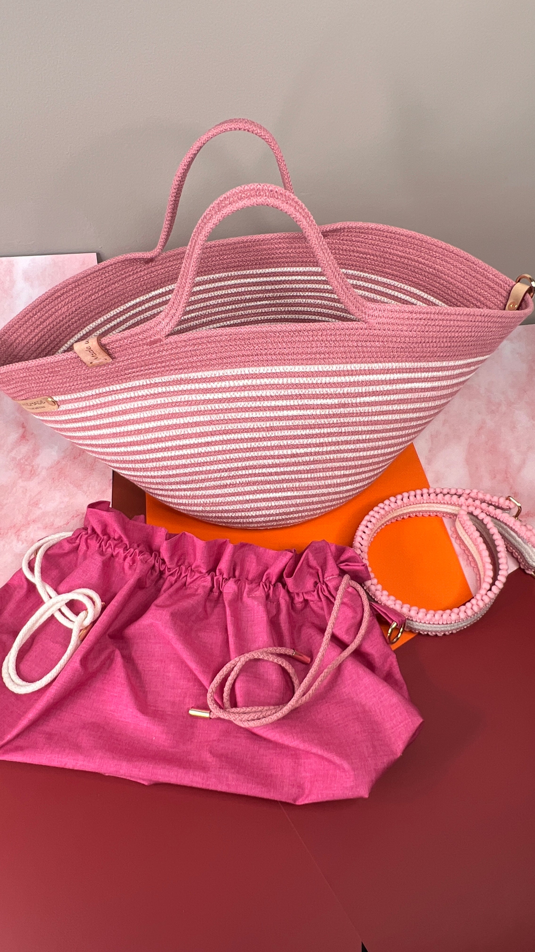 Pink Blossom Rope Handbag