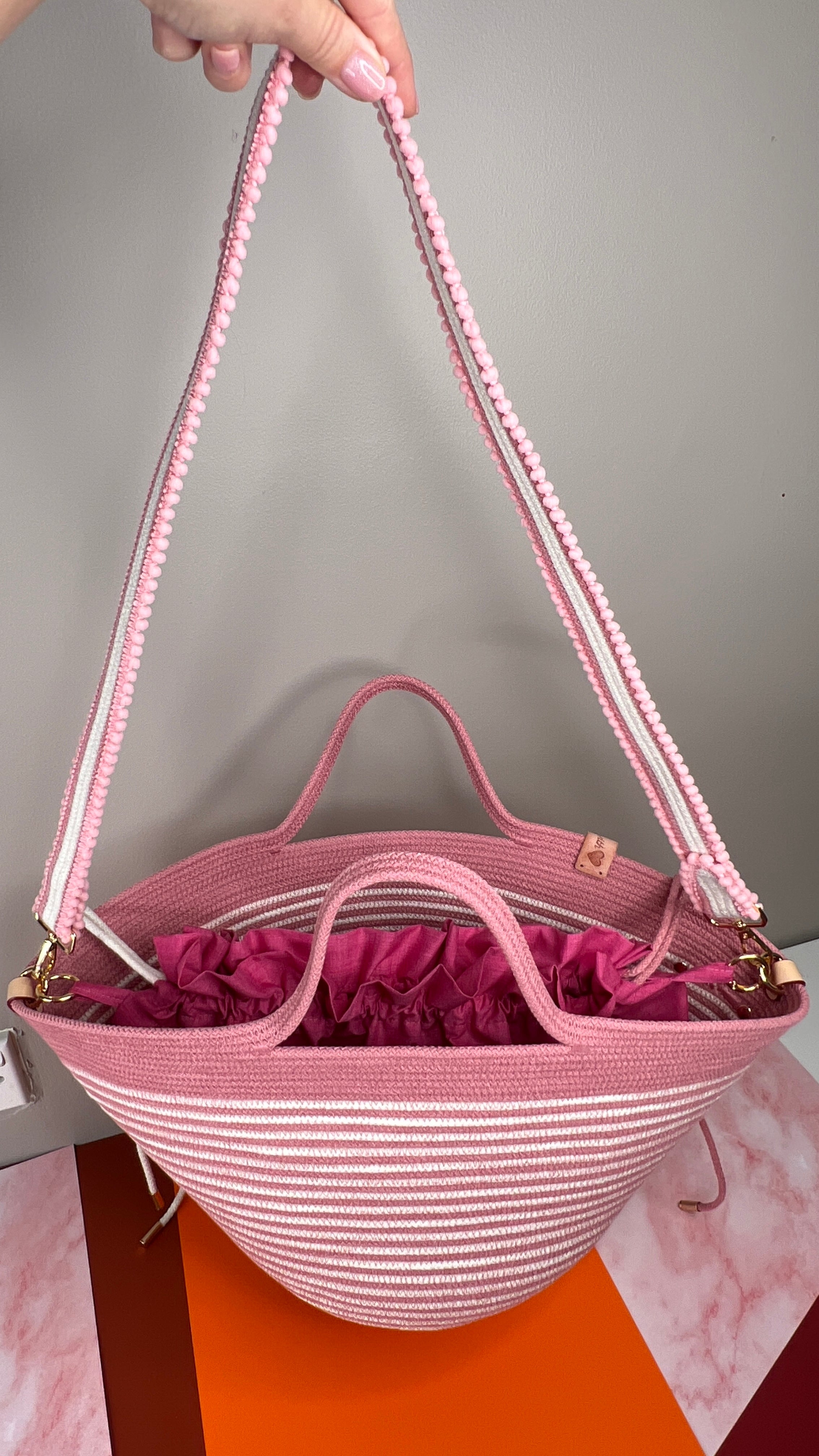 Pink Blossom Rope Handbag