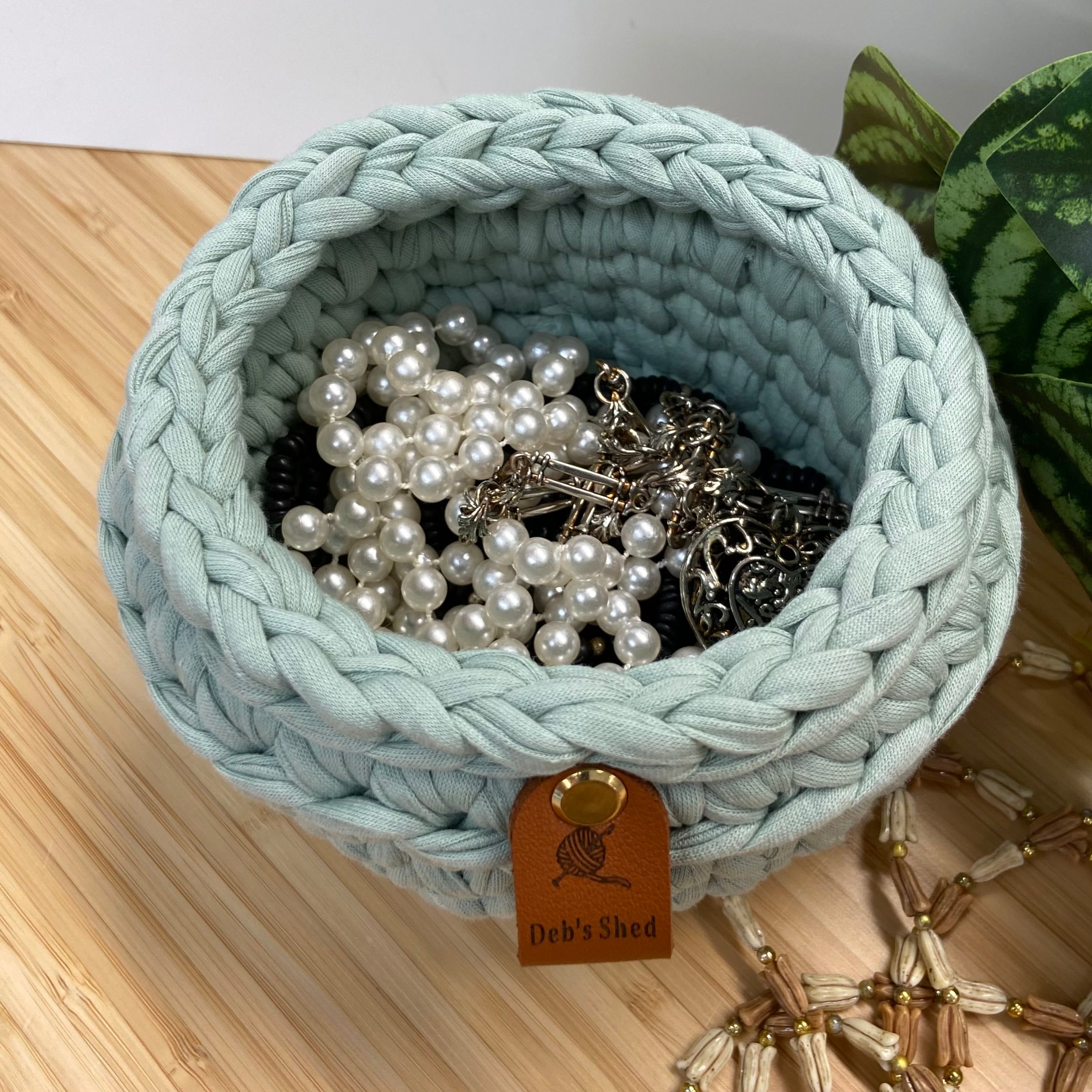 Crochet Basket - Round Bowl - Recycled T-Shirt Yarn