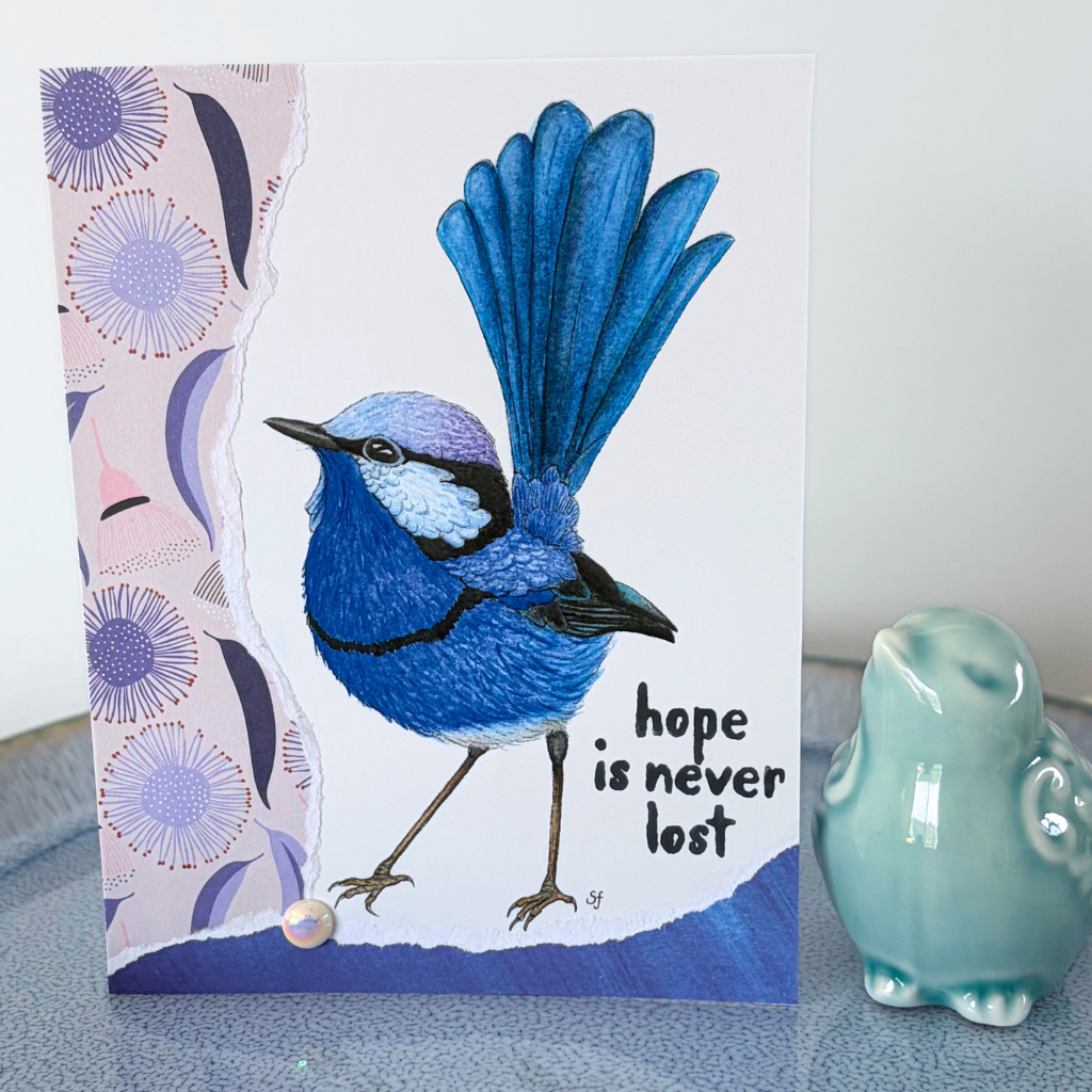 Splendid wren "Hope is never lost" card