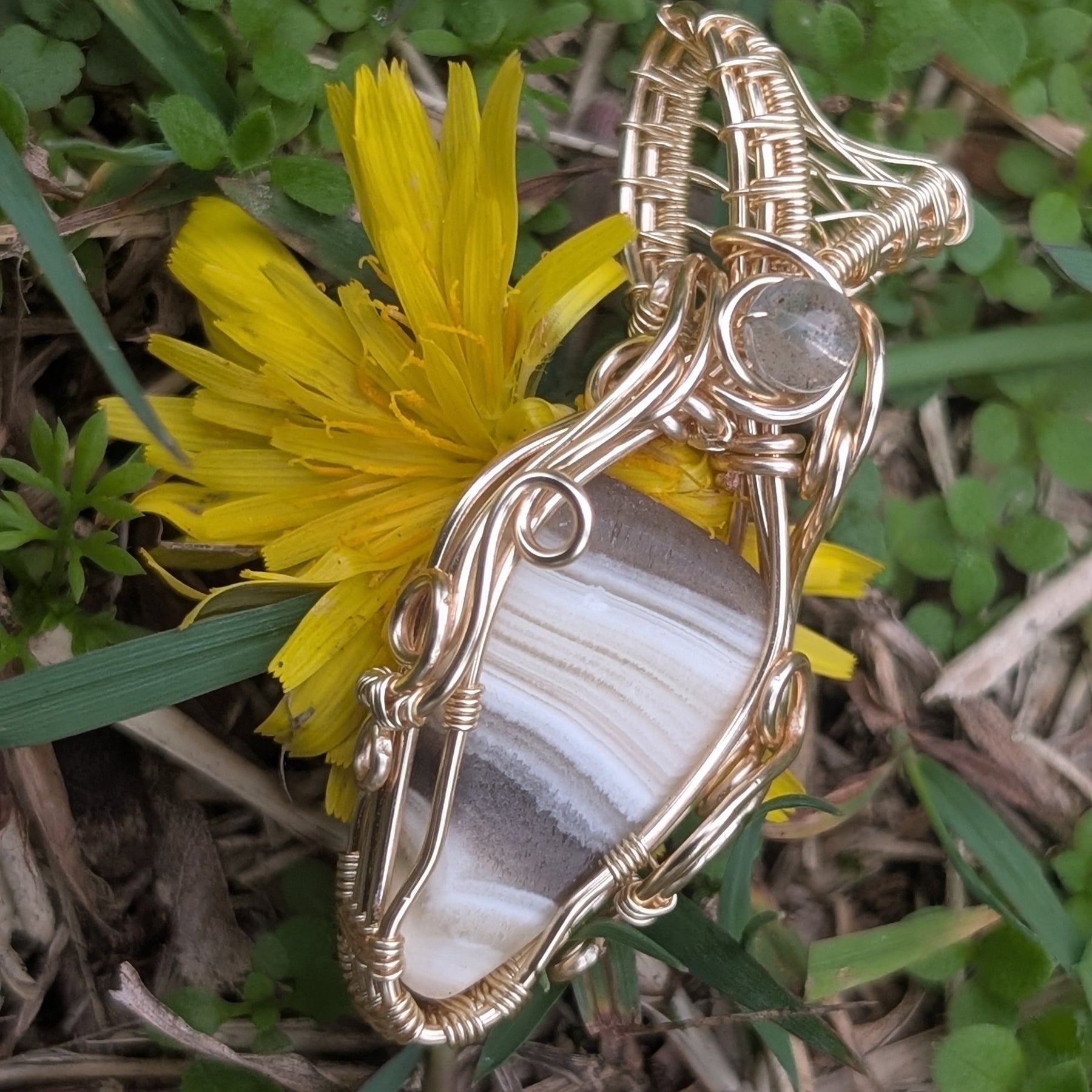 The Page - Zebra Calcite in Gold Coloured Copper
