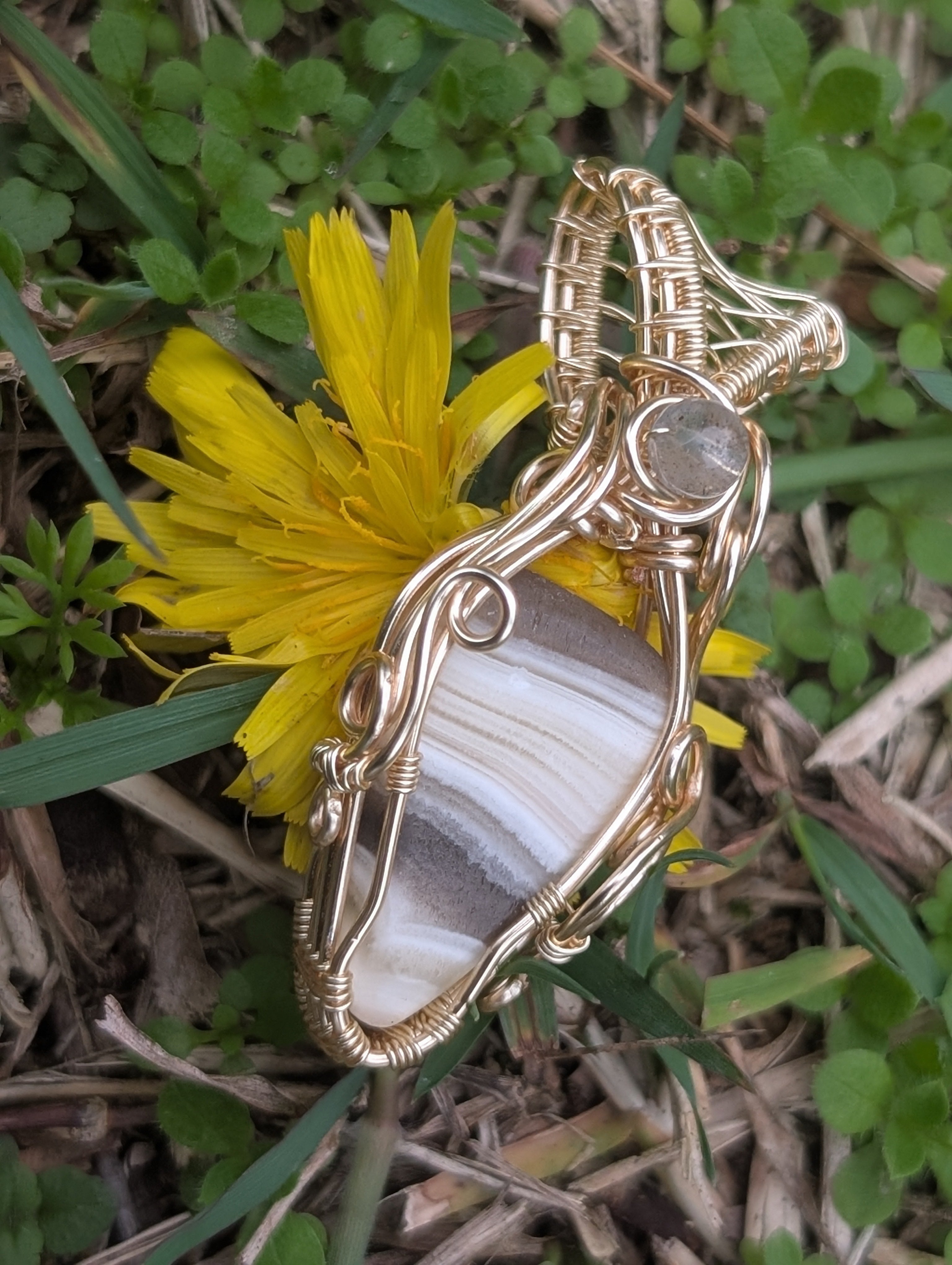 The Page - Zebra Calcite in Gold Coloured Copper