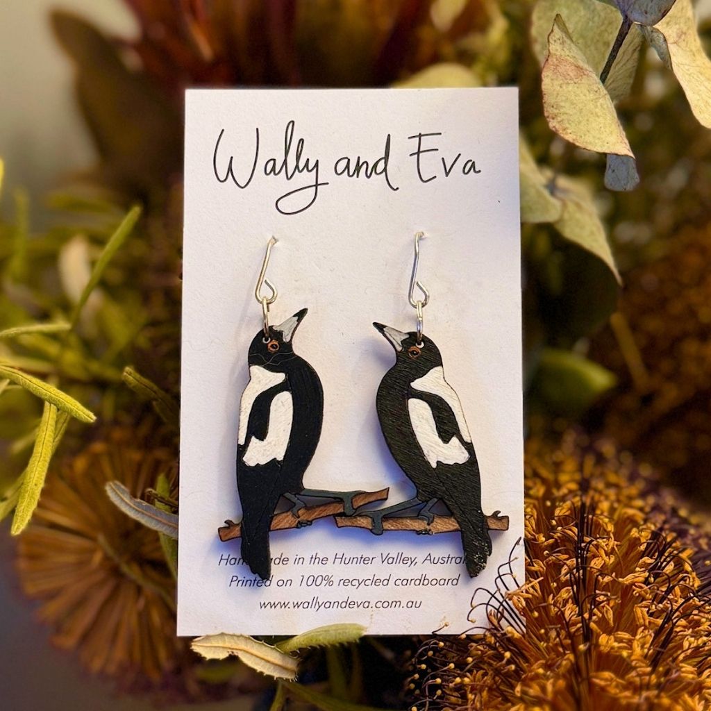 Australian Magpie Hand Painted Earrings