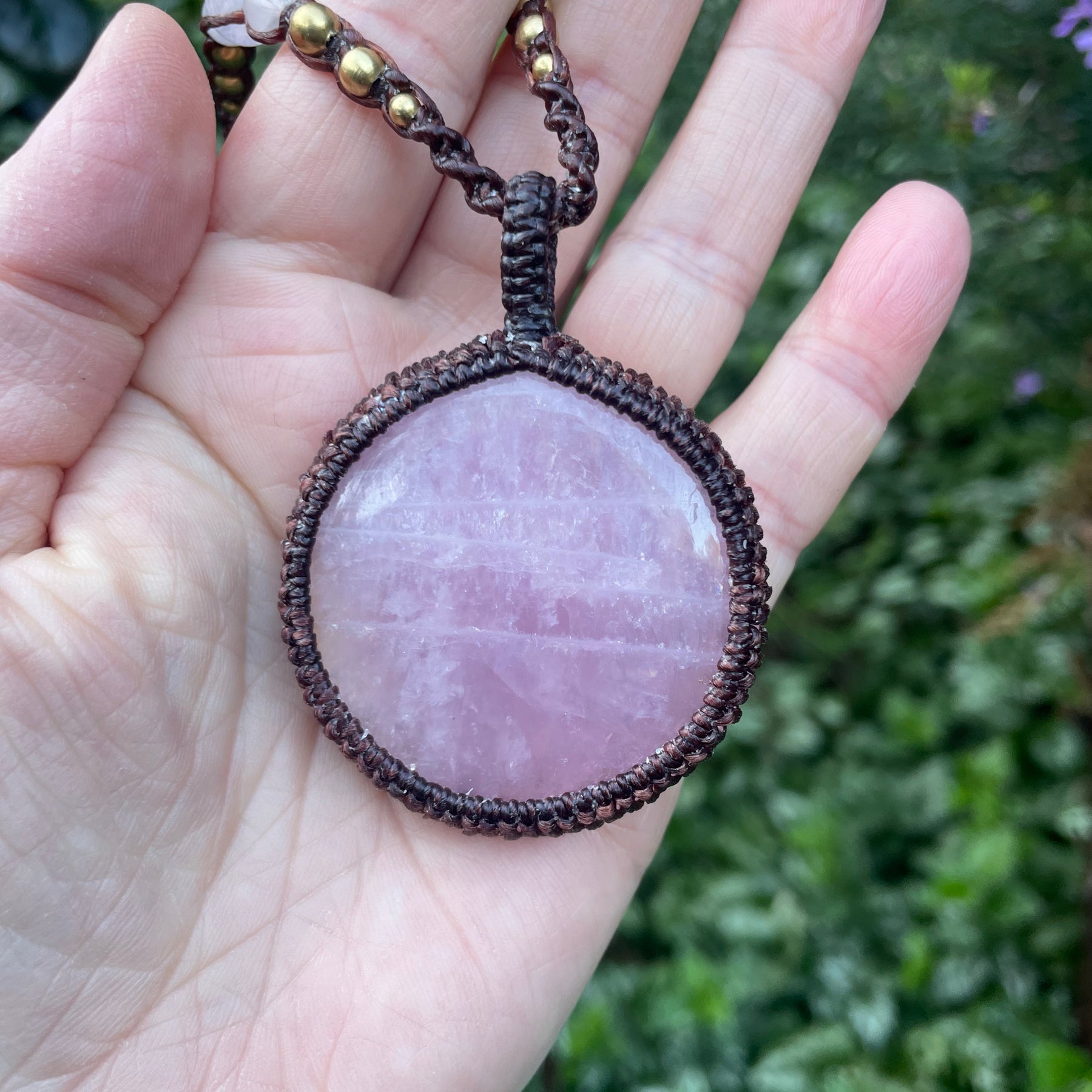 Rose Quartz Macrame Pendant Necklace