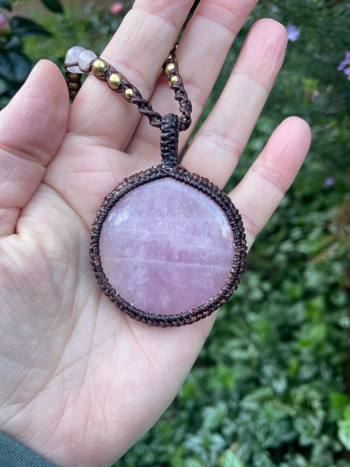 Rose Quartz Macrame Pendant Necklace
