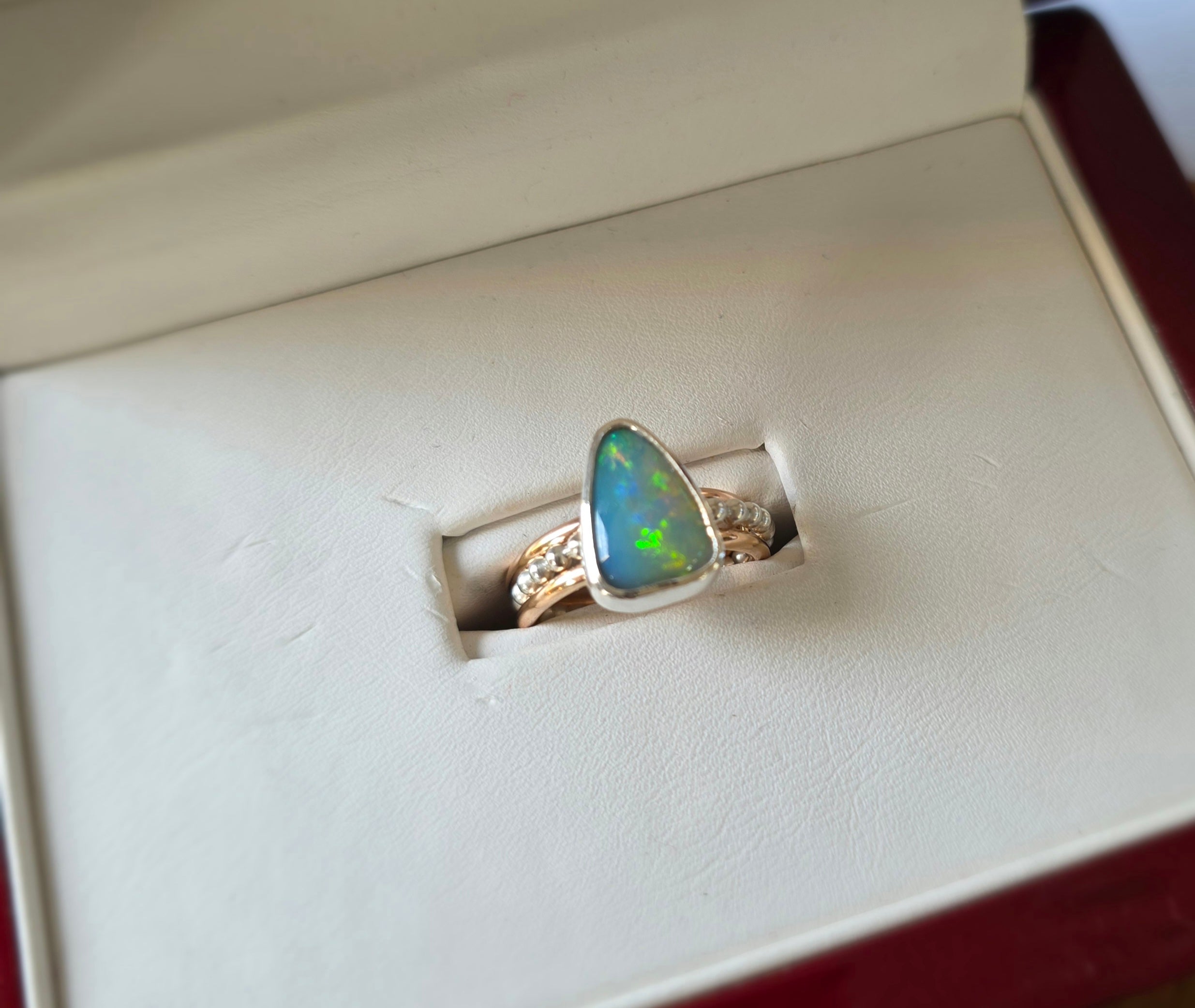 Stunning solid Australian opal and gold ring set
