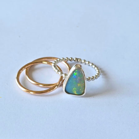 Stunning solid Australian opal and gold ring set