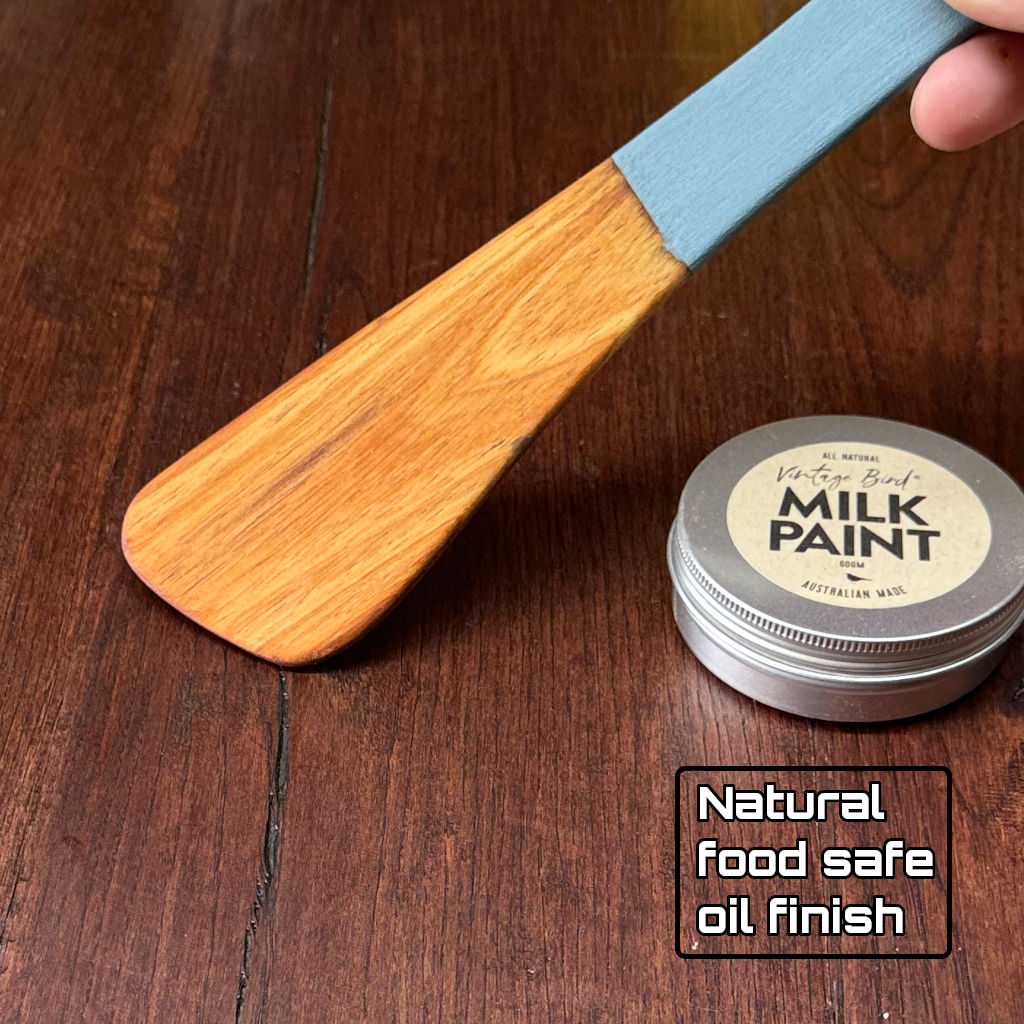 Cooking spatula | Blackwood | 29.5 cm | milk paint handle