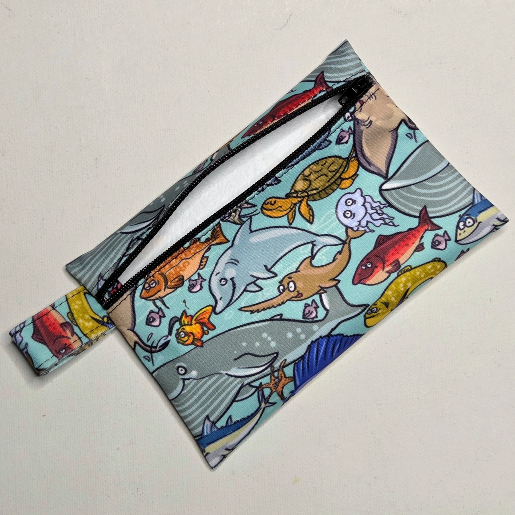 Mini Wet Bag, Cute Under The Sea fabric, 15cms x 10cms