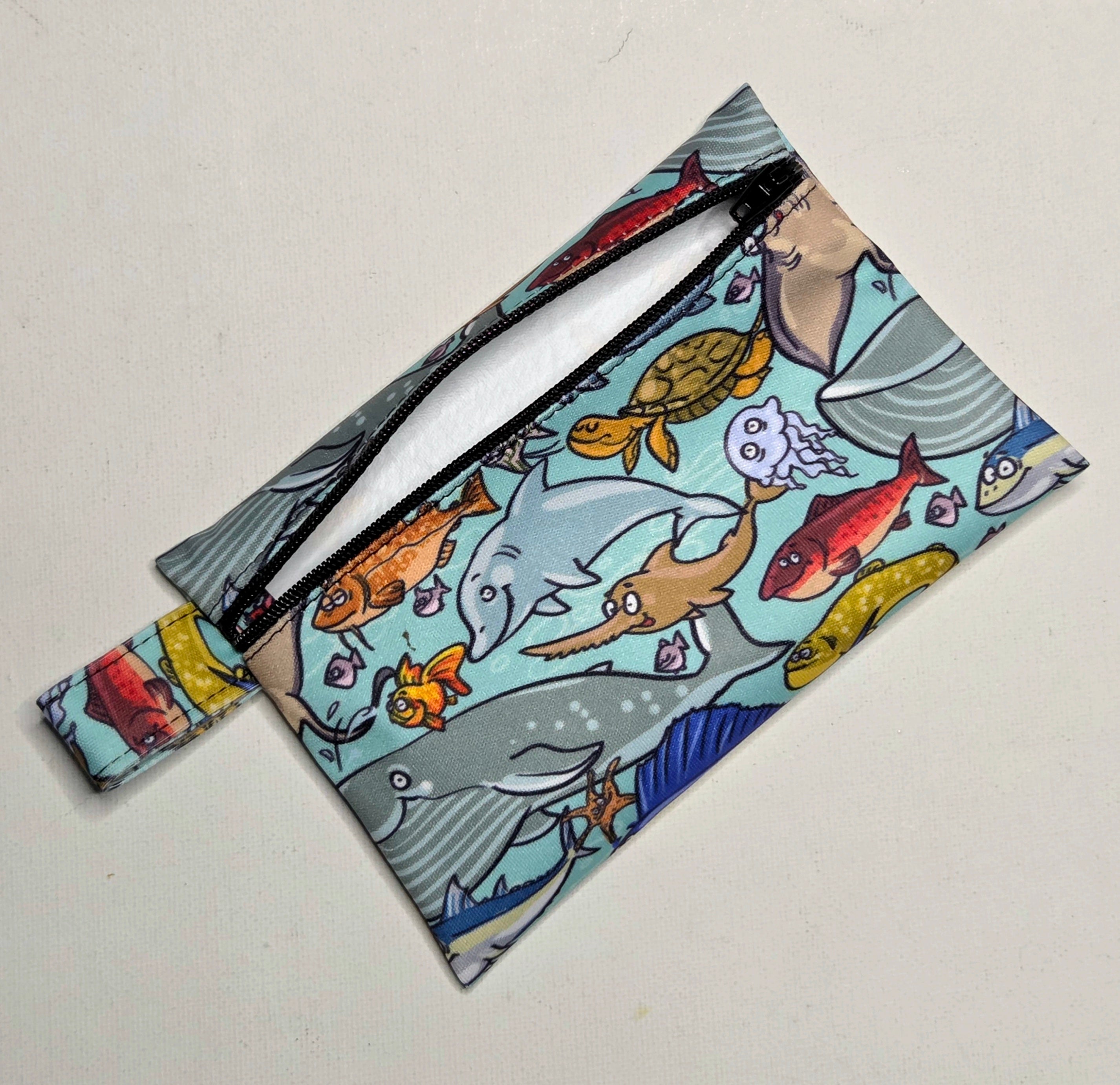 Mini Wet Bag, Cute Under The Sea fabric, 15cms x 10cms