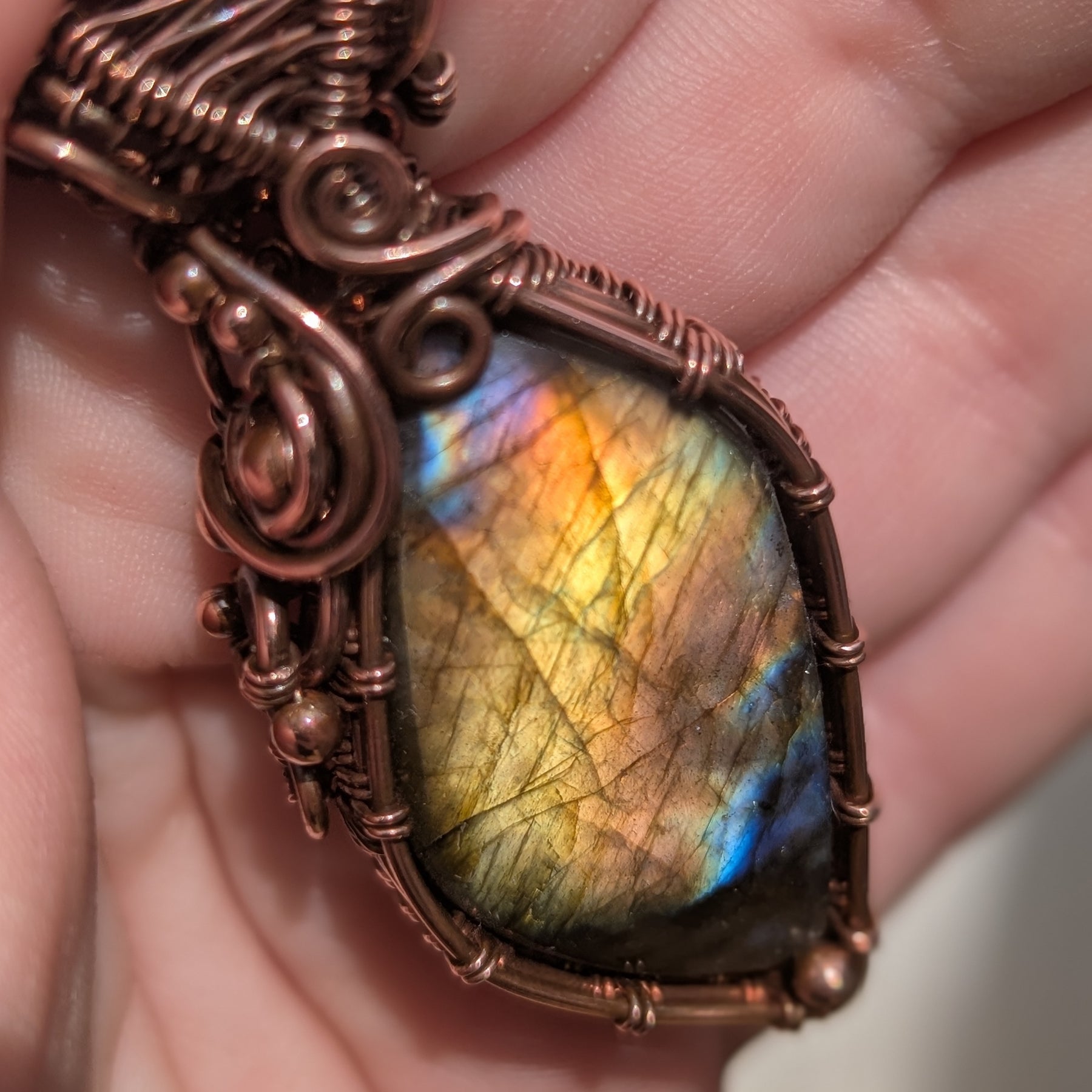 Eos - Labradorite & Oxidised Copper Pendant