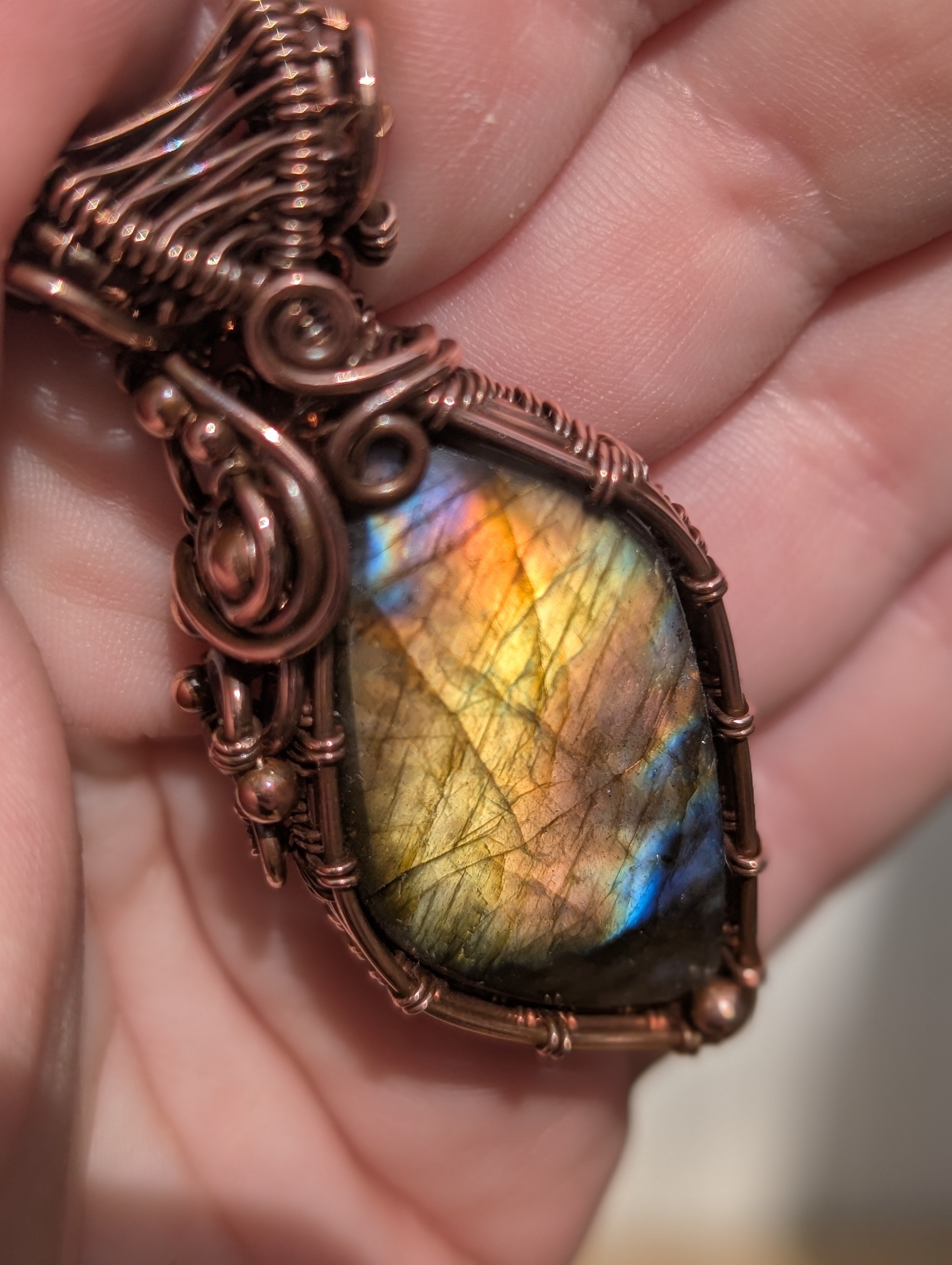 Eos - Labradorite & Oxidised Copper Pendant