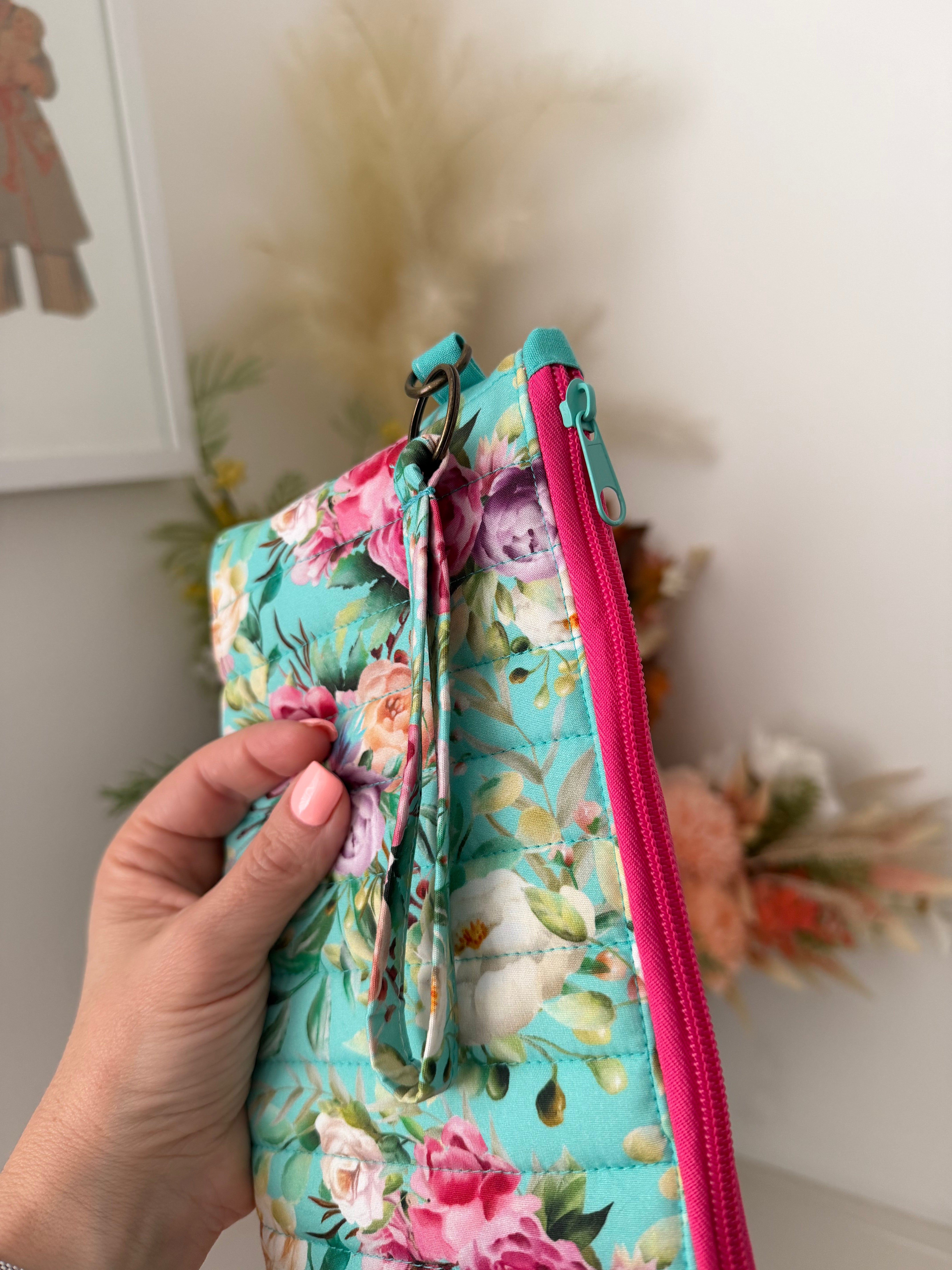Wristlet & Coin Purse Set - Aqua Floral
