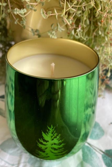 CHRISTMAS - GREEN CHRISTMAS TREES CANDLE GLASS - POURED TO ORDER