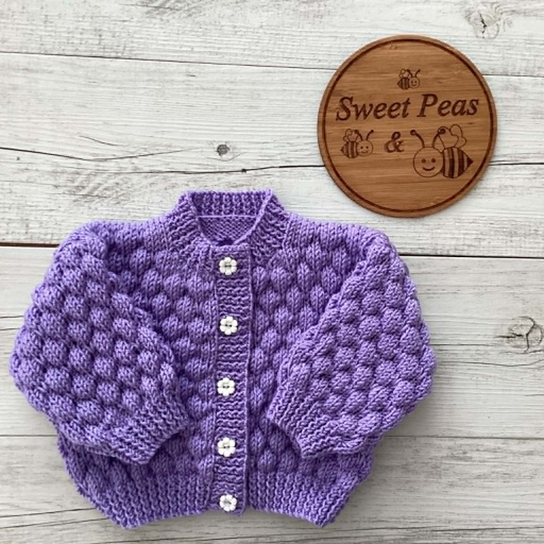 Hand Knitted Baby Bubble Cardigan & Hat