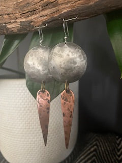 Large Silver Moon Dangles