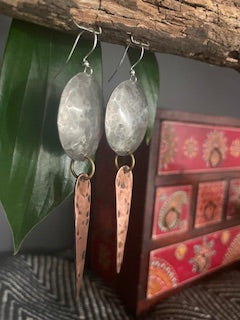 Large Silver Moon Dangles