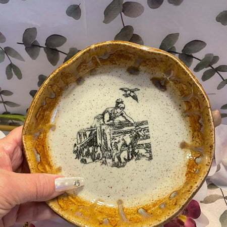 Vintage sheep in the pasture bowl/dish