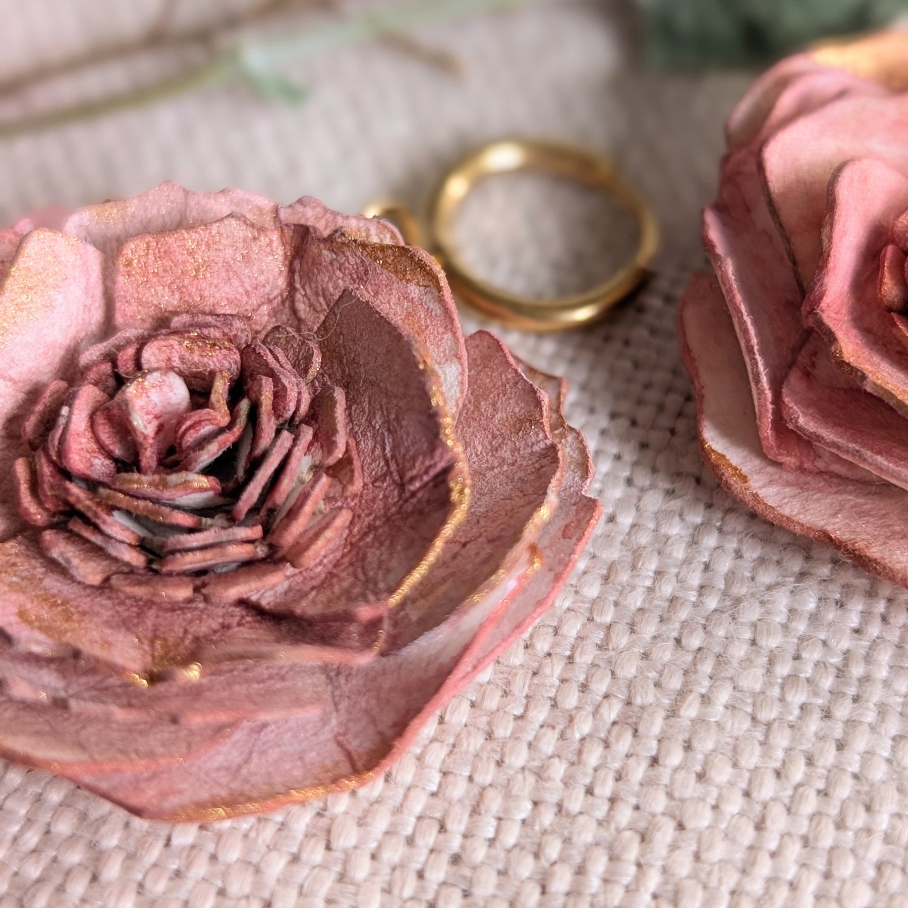 Rose Statement Earrings | Handmade Paper Floral Earrings | Huggie Hoop Earrings