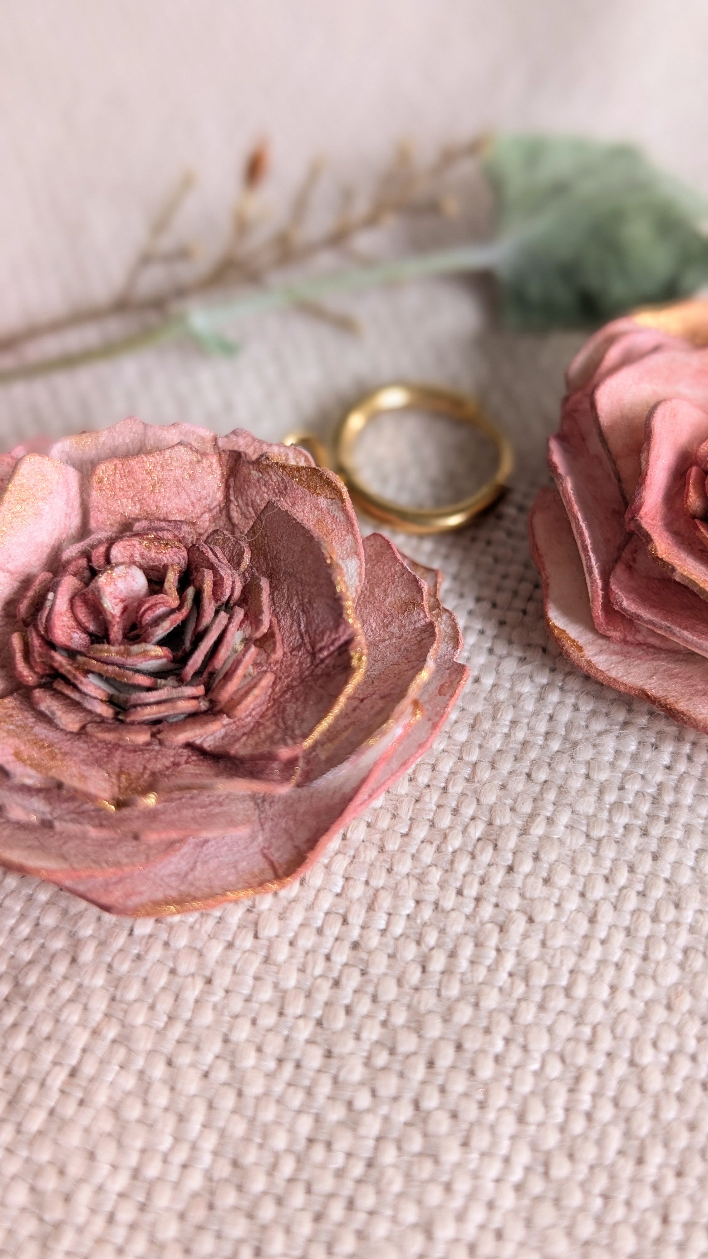 Rose Statement Earrings | Handmade Paper Floral Earrings | Huggie Hoop Earrings