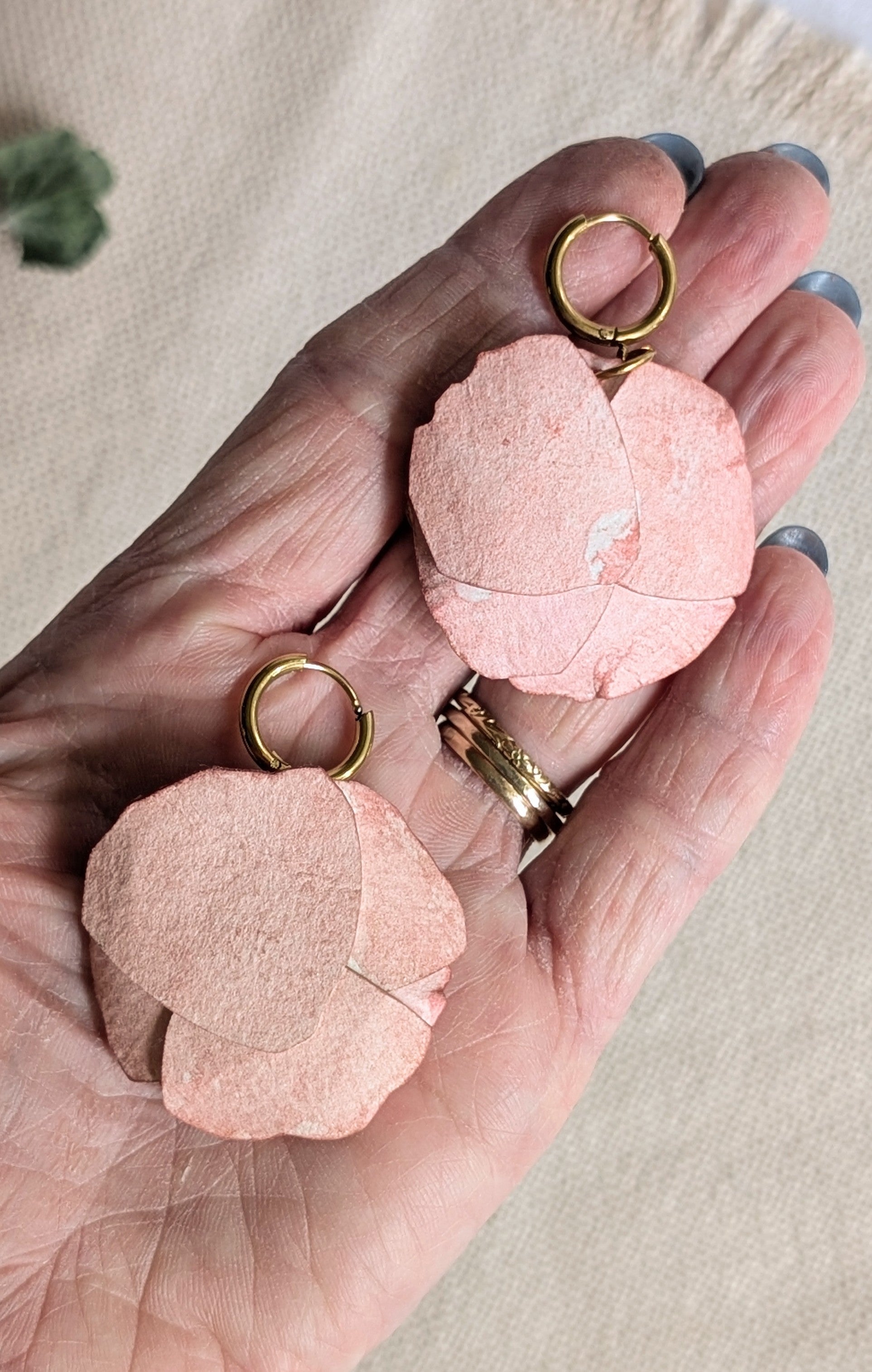 Rose Statement Earrings | Handmade Paper Floral Earrings | Huggie Hoop Earrings