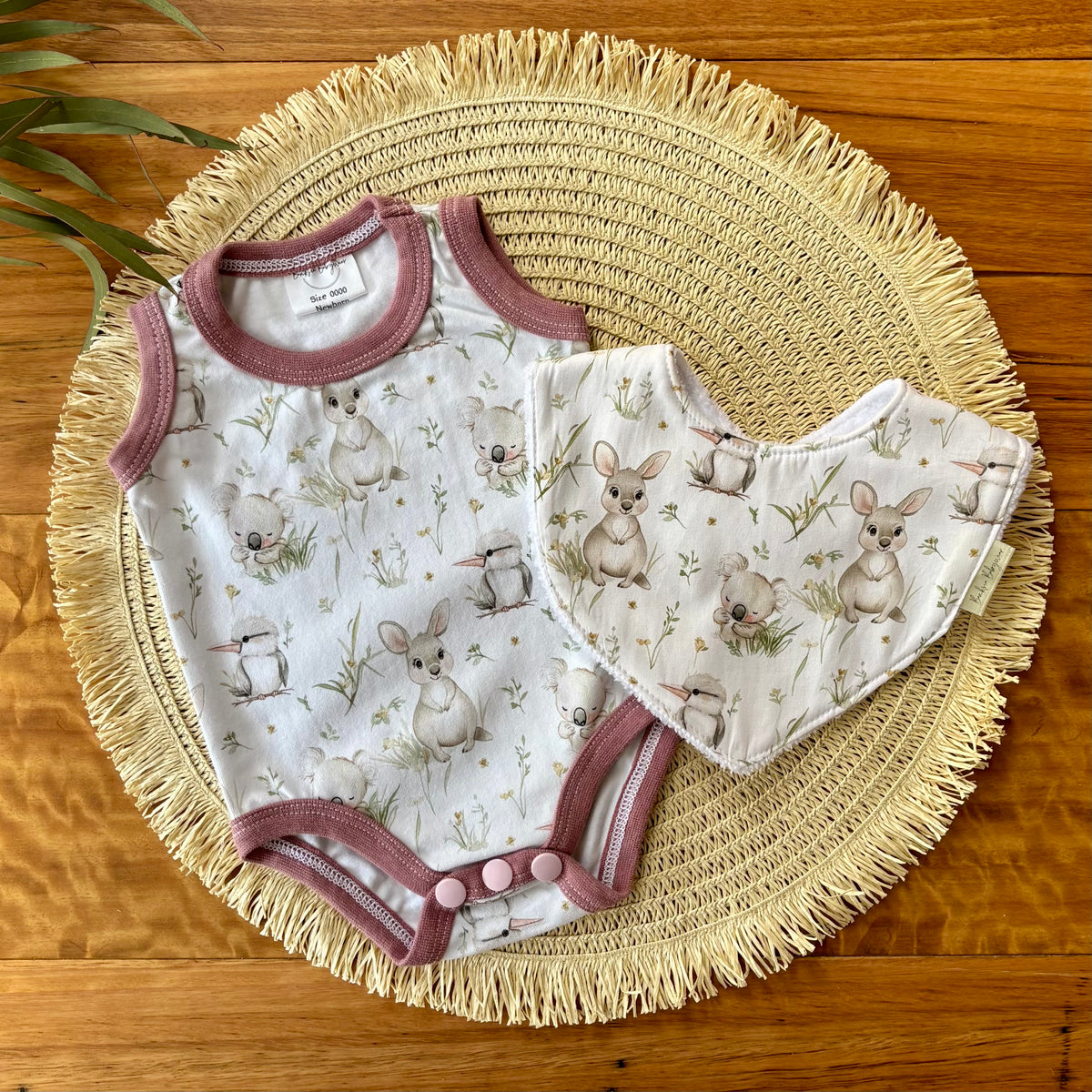 Baby Tank Bodysuit | Kangaroo Fields | Size premmie to 2 | Made to order
