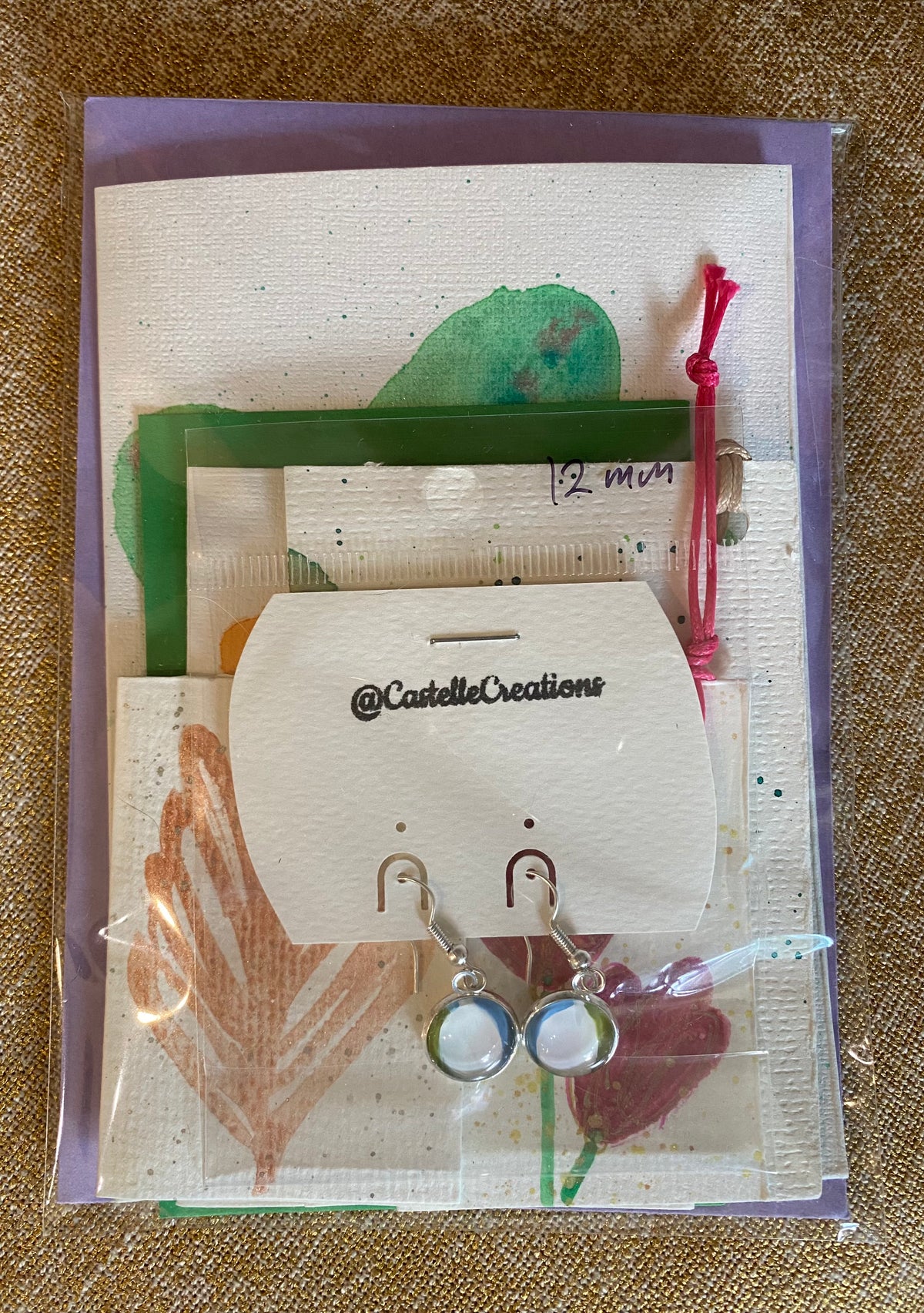 All Occasion Gift Bag – 6 Hand Painted Cards & Bookmarks plus a Pair of Earrings!