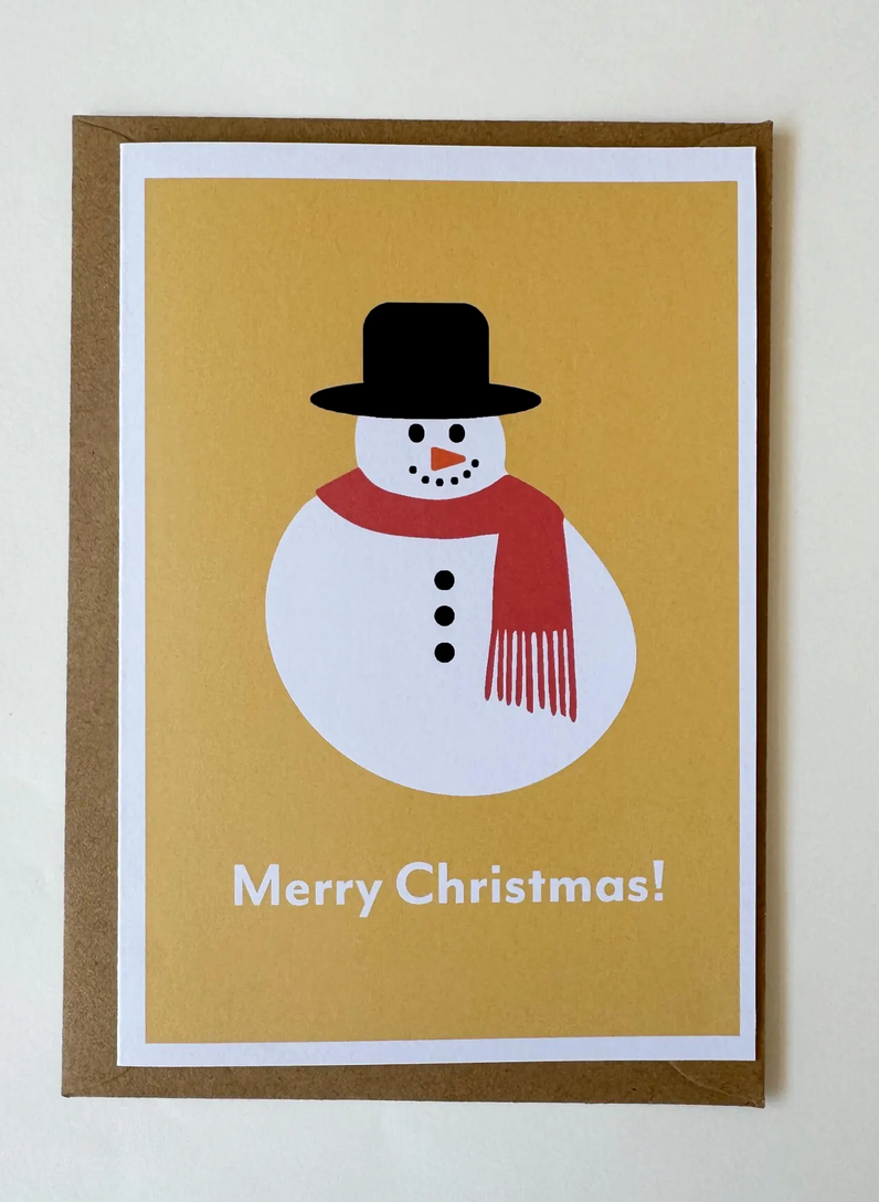 Set of 4 - Happy Snowpeople! - Cheerful Greetings, printed on bright white, recycled card.