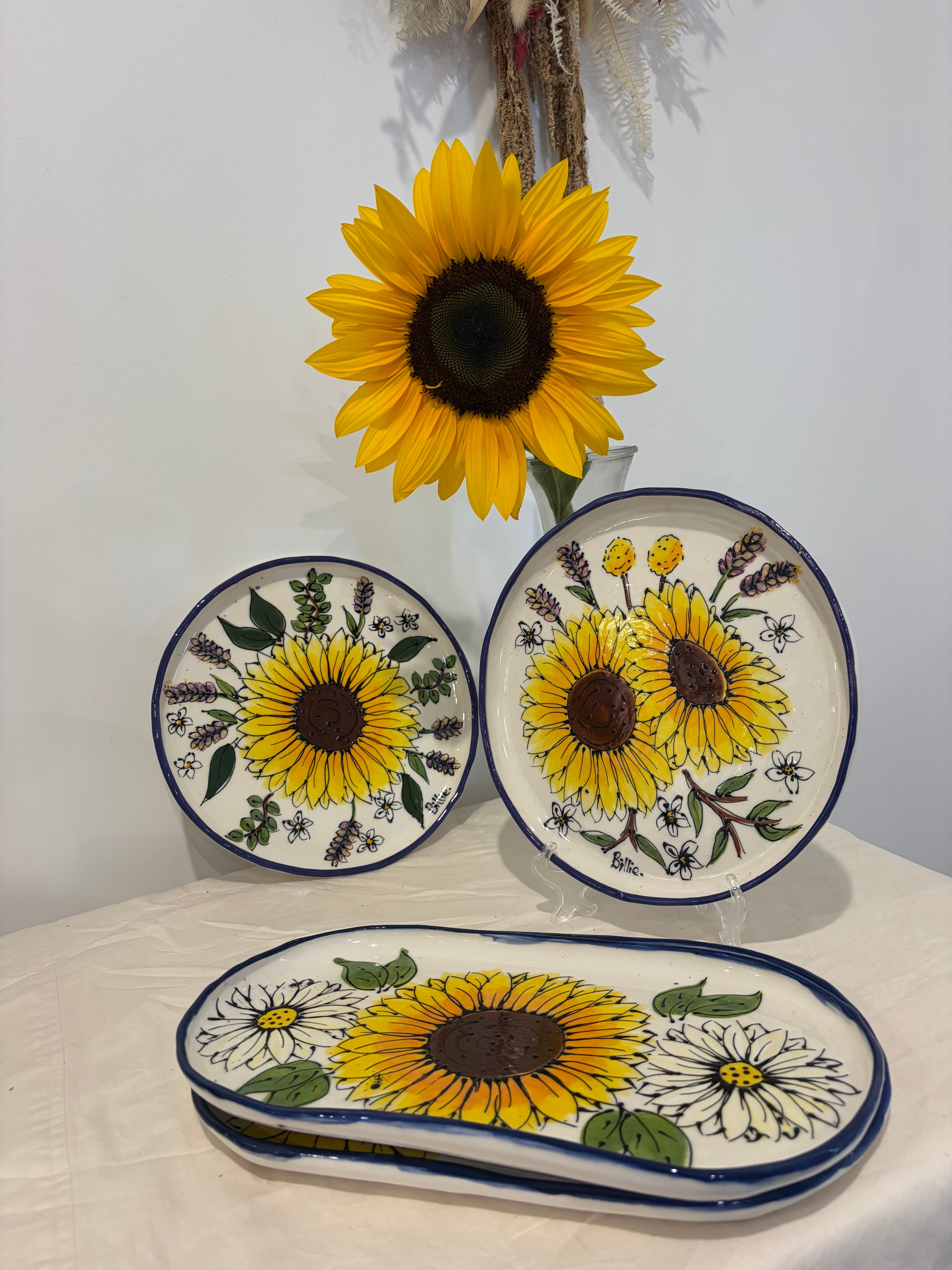 Hand Painted Sunflower Platter Various Designs