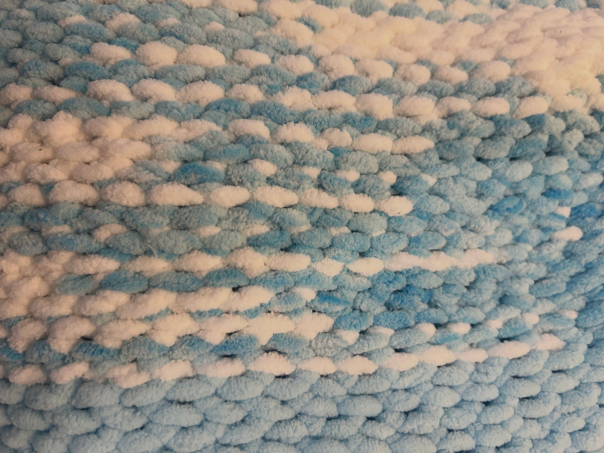 Blue and white baby blanket or lap blanket