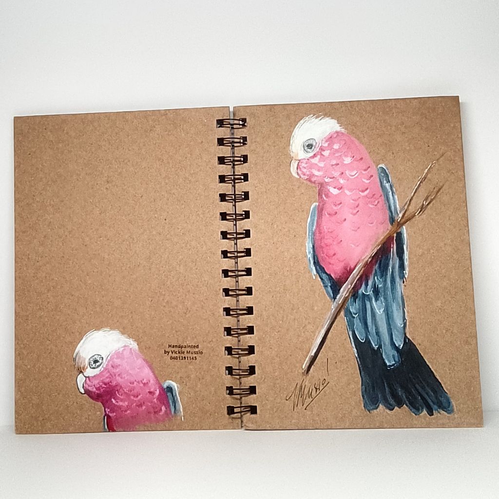 Galah Handpainted Notebook - Size A5 Lined.