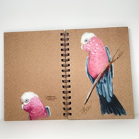 Galah Handpainted Notebook - Size A5 Lined.