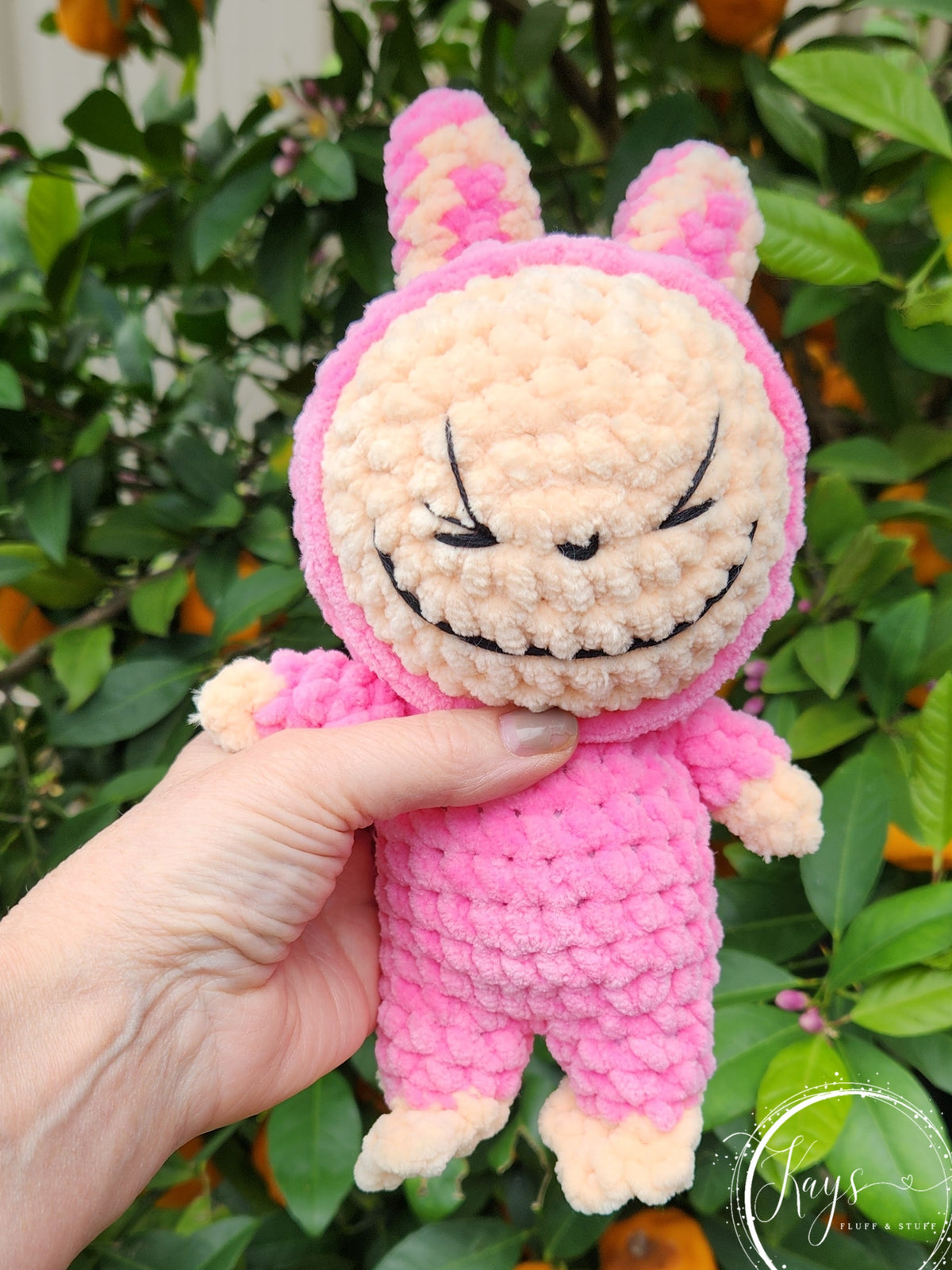 Hand crocheted Smiling Bunny Doll