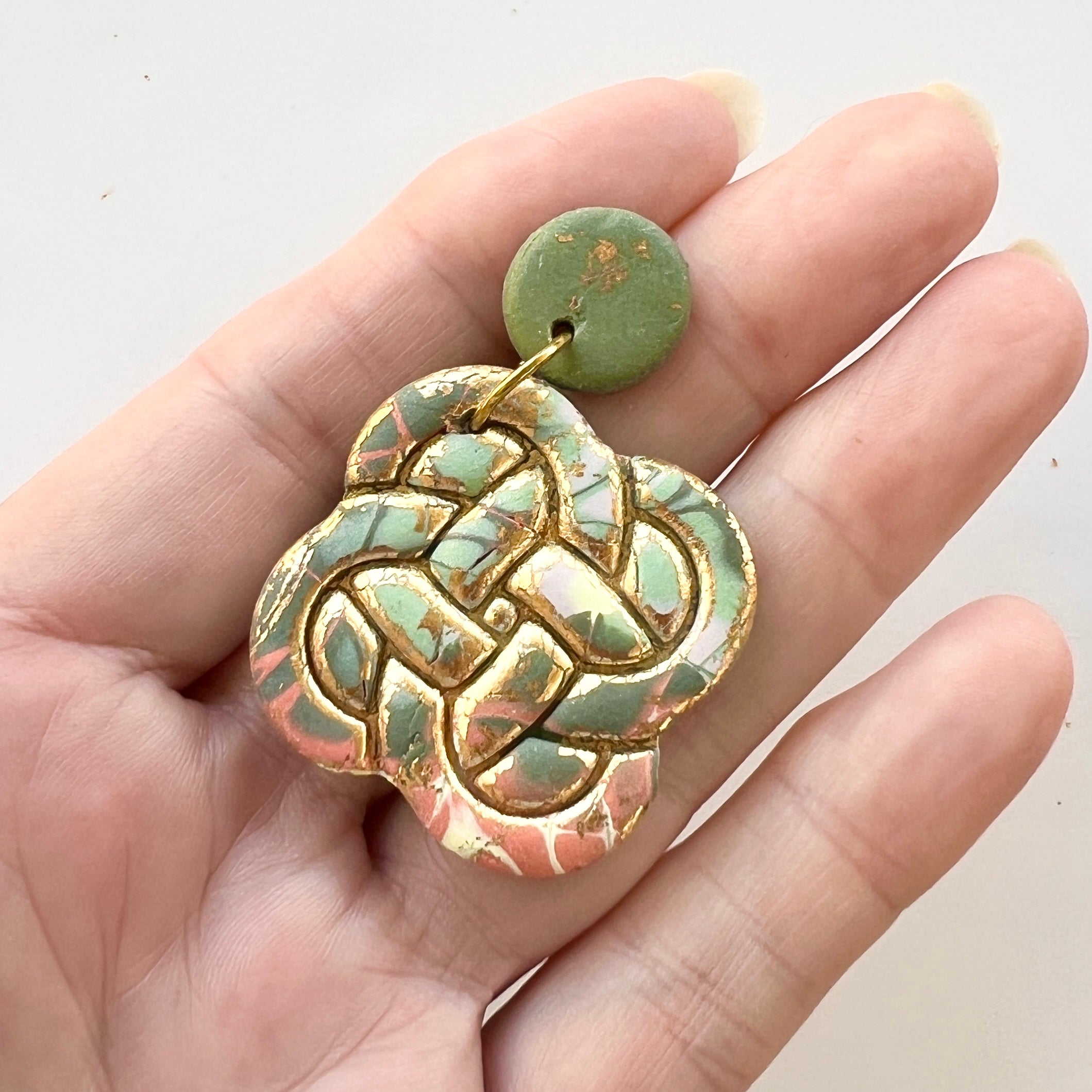 Earrings~Polymer Clay~Gold Leaf Dangles