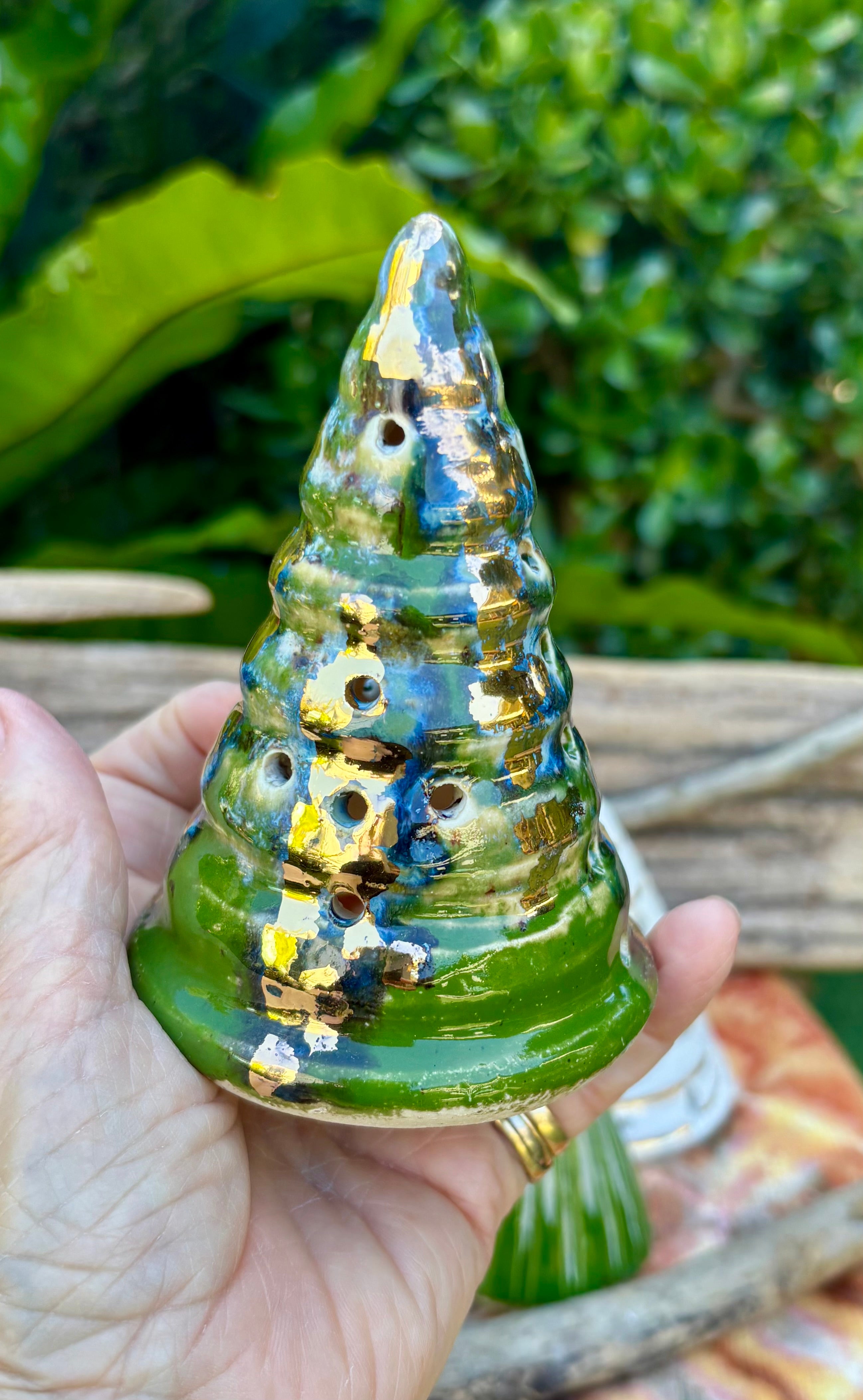 Handmade pottery Christmas tree set
