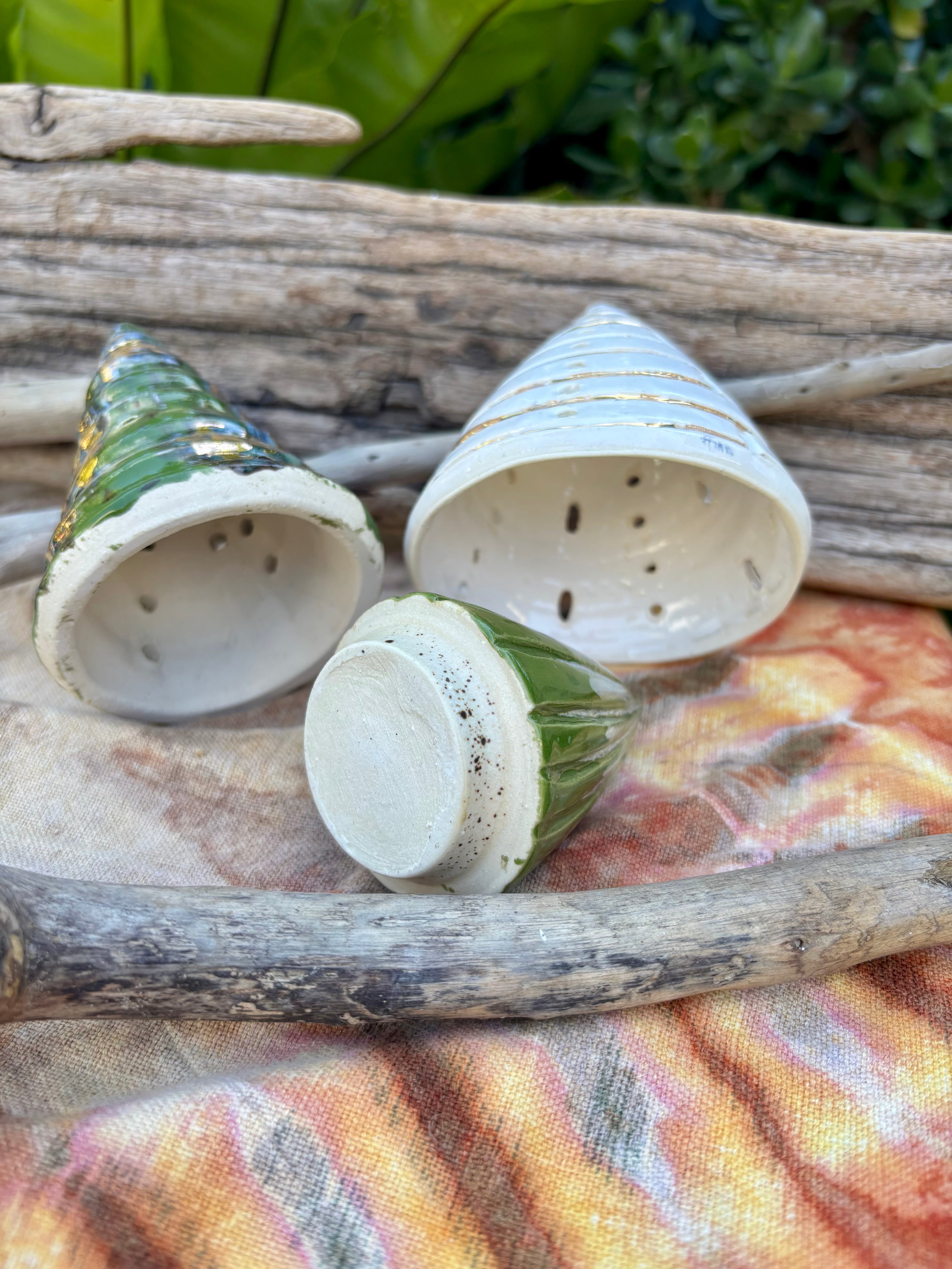 Handmade pottery Christmas tree set