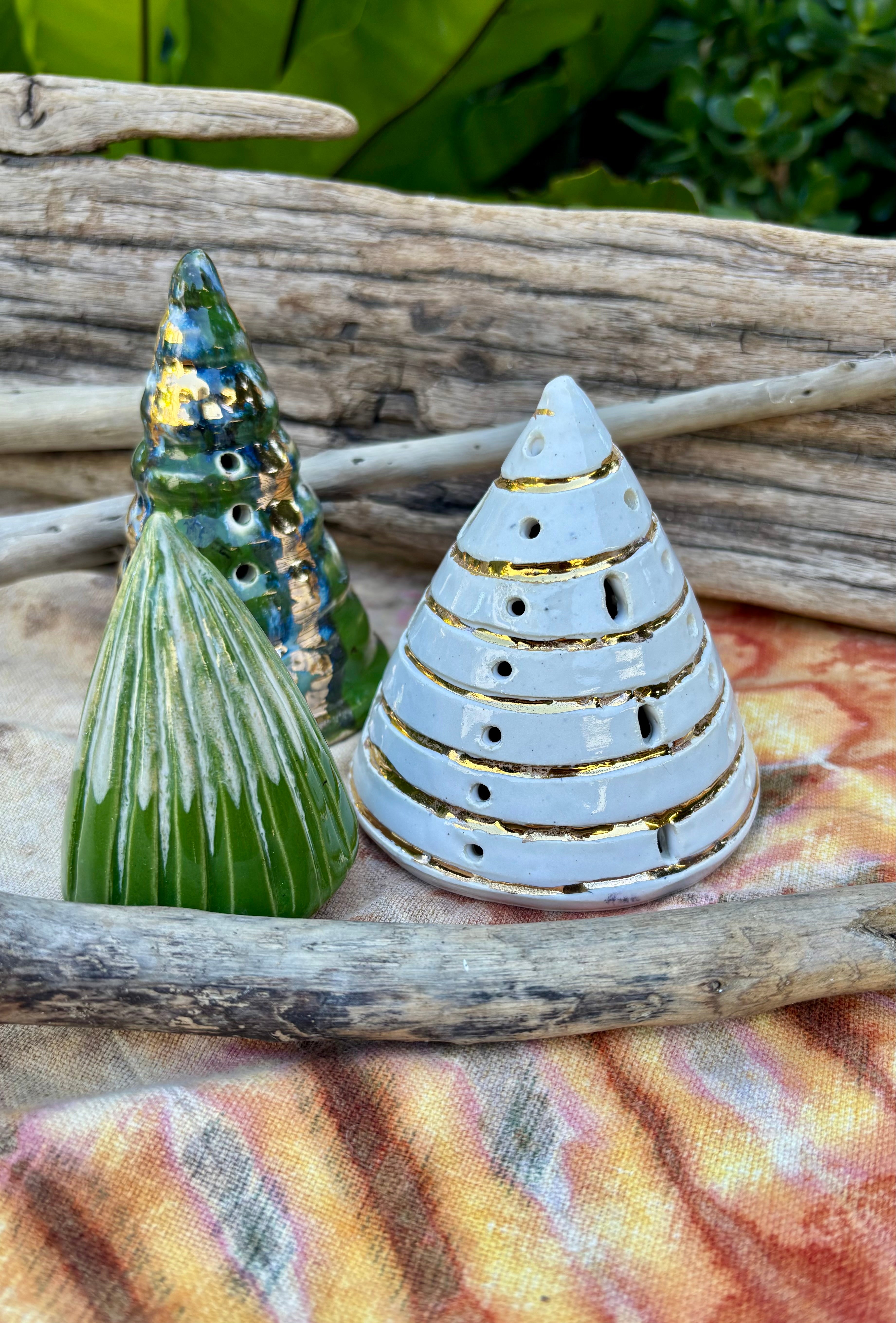 Handmade pottery Christmas tree set
